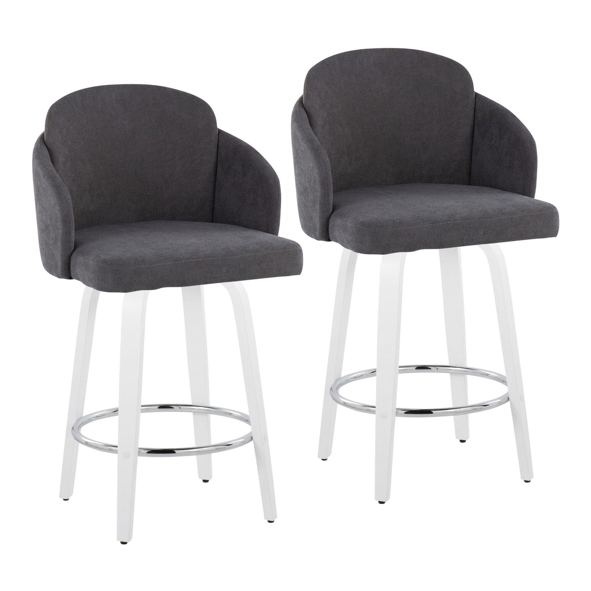 LumiSource Dahlia Counter Height Bar Stool (Set of 2), Gray/White, large