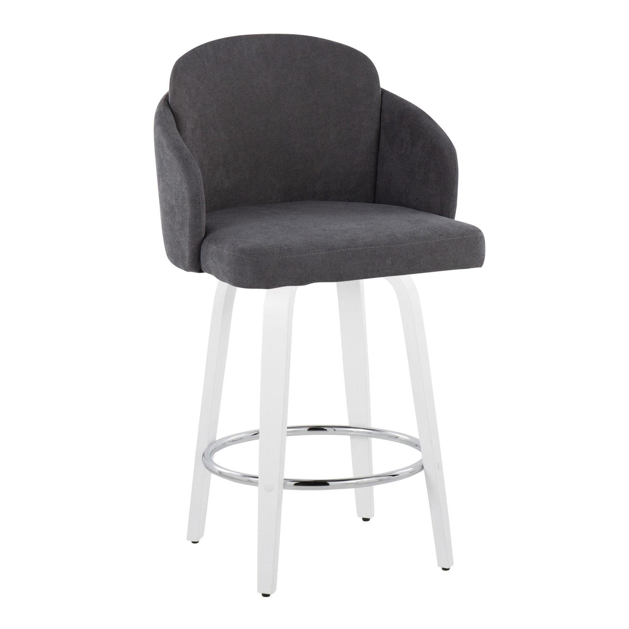 LumiSource Dahlia Counter Height Bar Stool (Set of 2), Gray/White, large