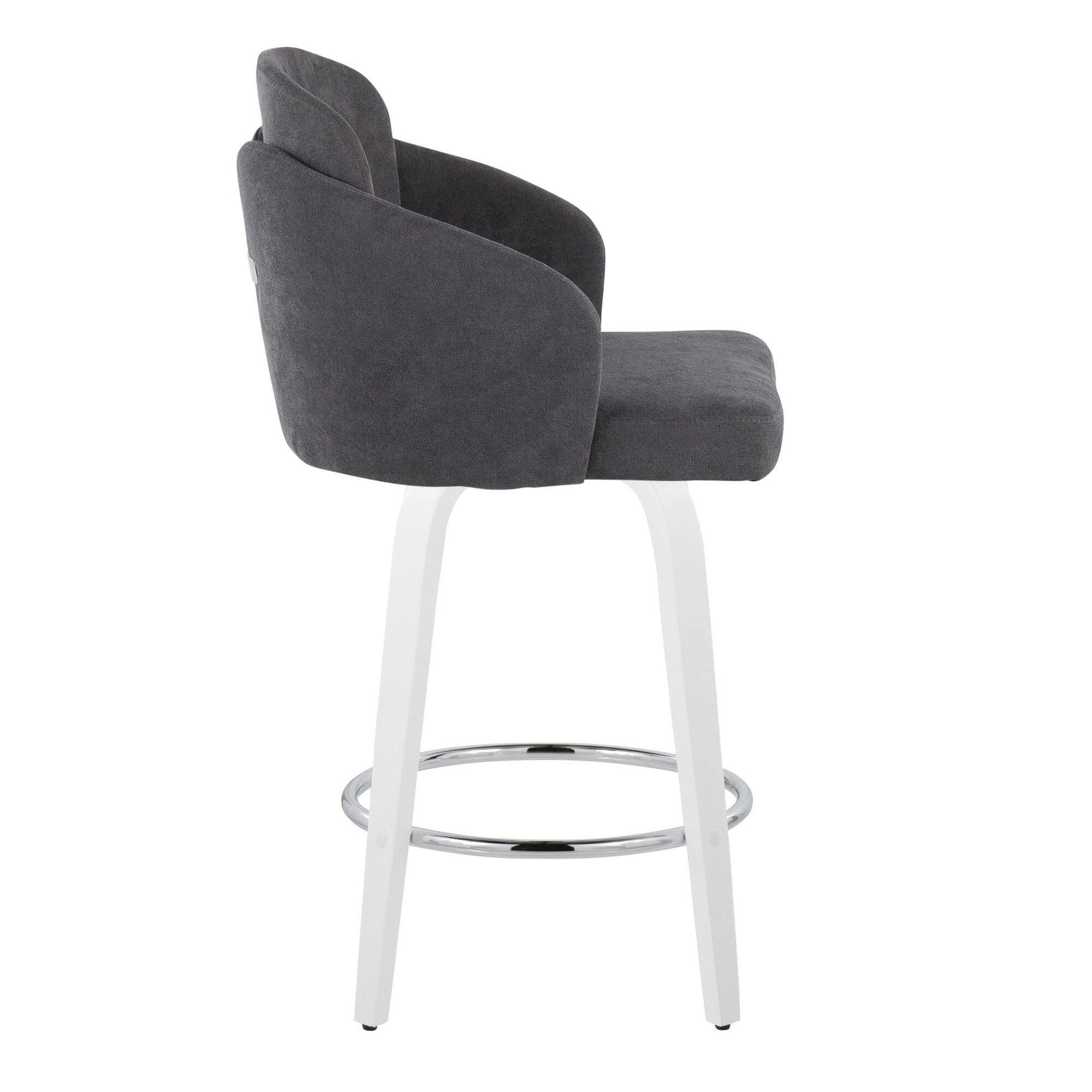 LumiSource Dahlia Counter Height Bar Stool (Set of 2), Gray/White, large