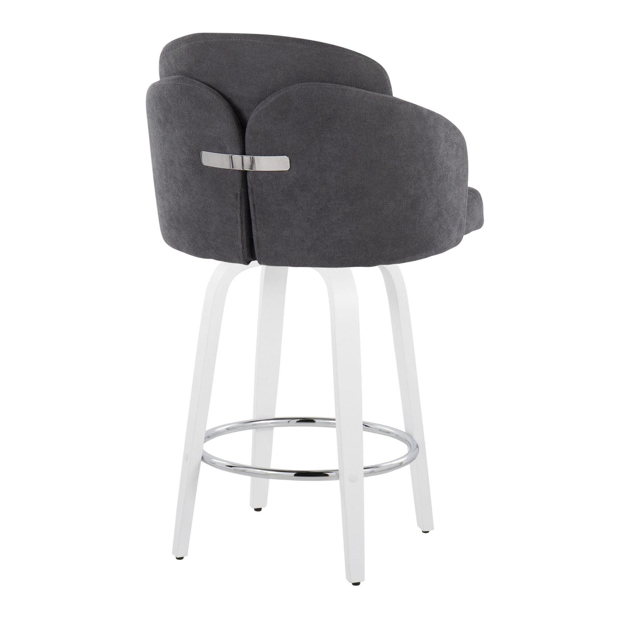 LumiSource Dahlia Counter Height Bar Stool (Set of 2), Gray/White, large