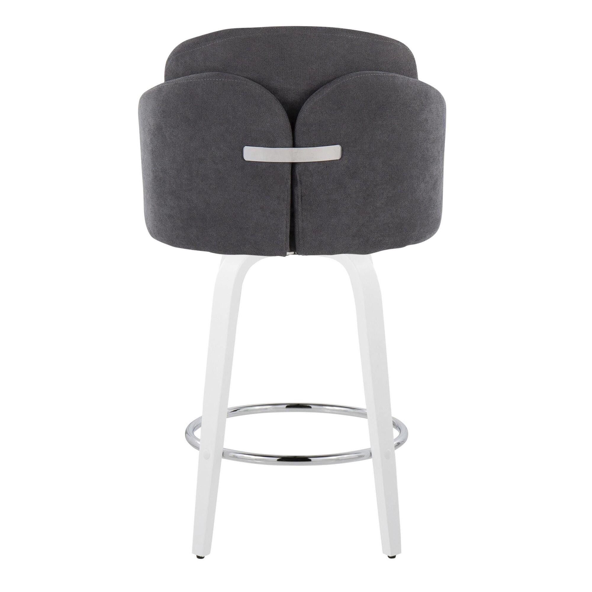 LumiSource Dahlia Counter Height Bar Stool (Set of 2), Gray/White, large