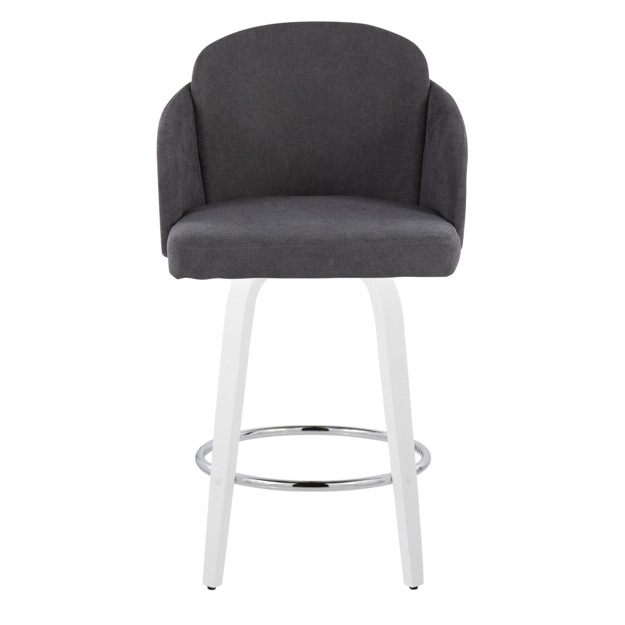 LumiSource Dahlia Counter Height Bar Stool (Set of 2), Gray/White, large