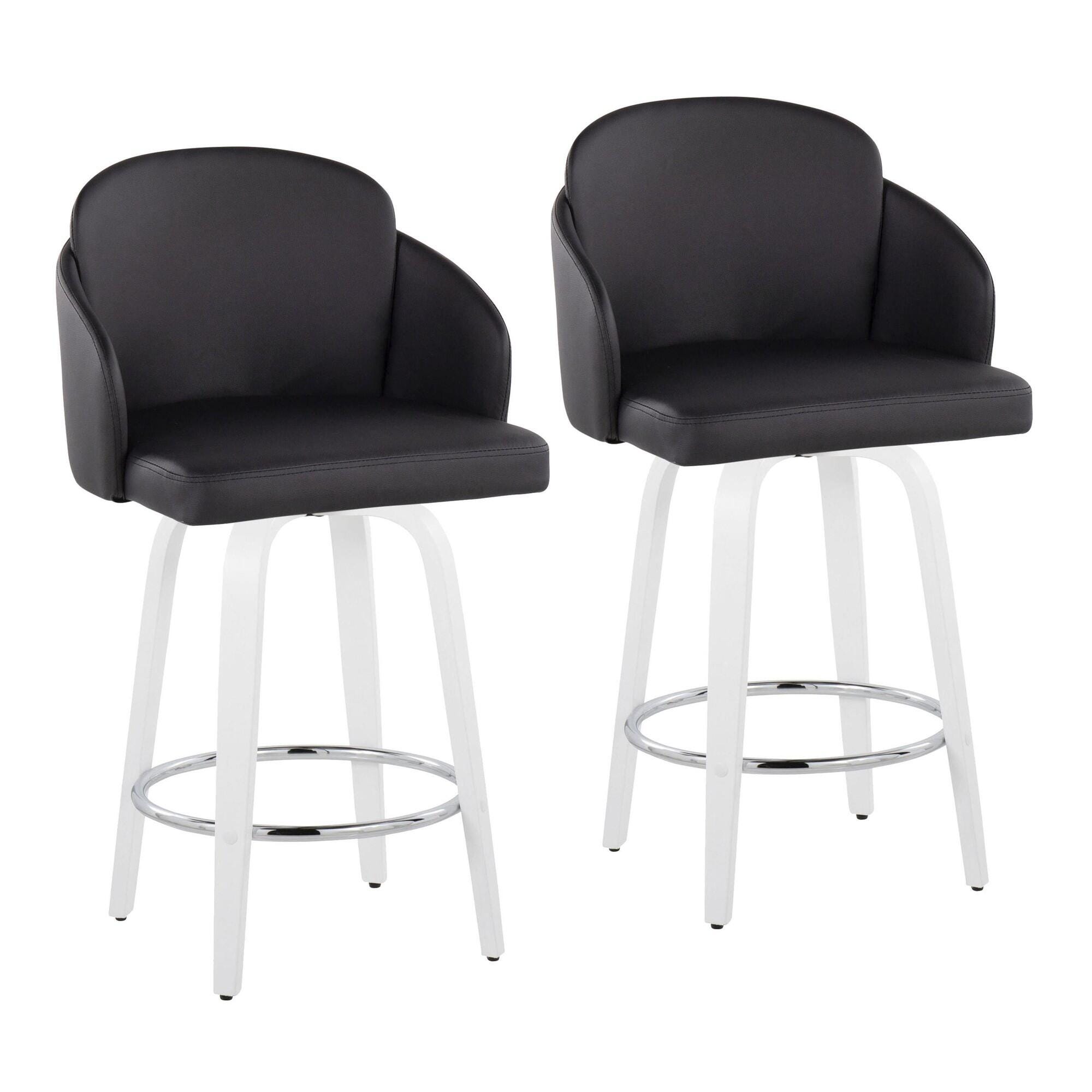 LumiSource Dahlia Solid Counter Height Bar Stool (Set of 2), Black/White, large
