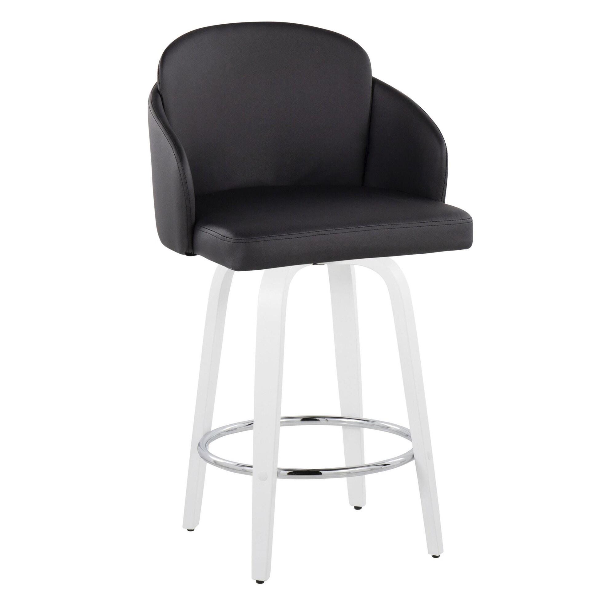LumiSource Dahlia Solid Counter Height Bar Stool (Set of 2), Black/White, large