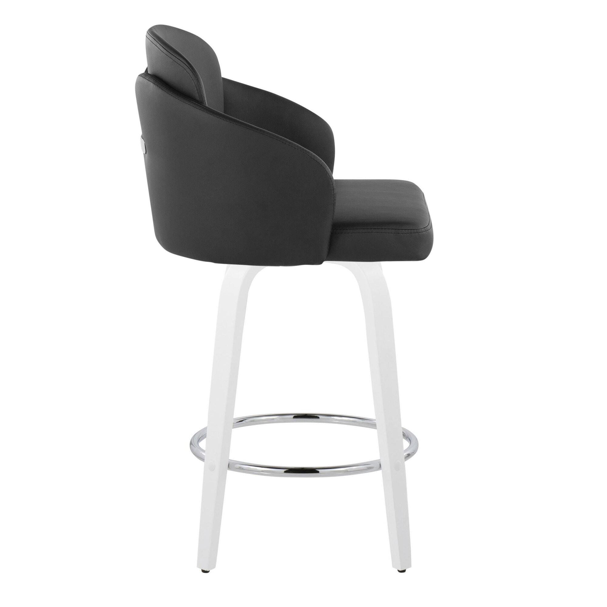 LumiSource Dahlia Solid Counter Height Bar Stool (Set of 2), Black/White, large