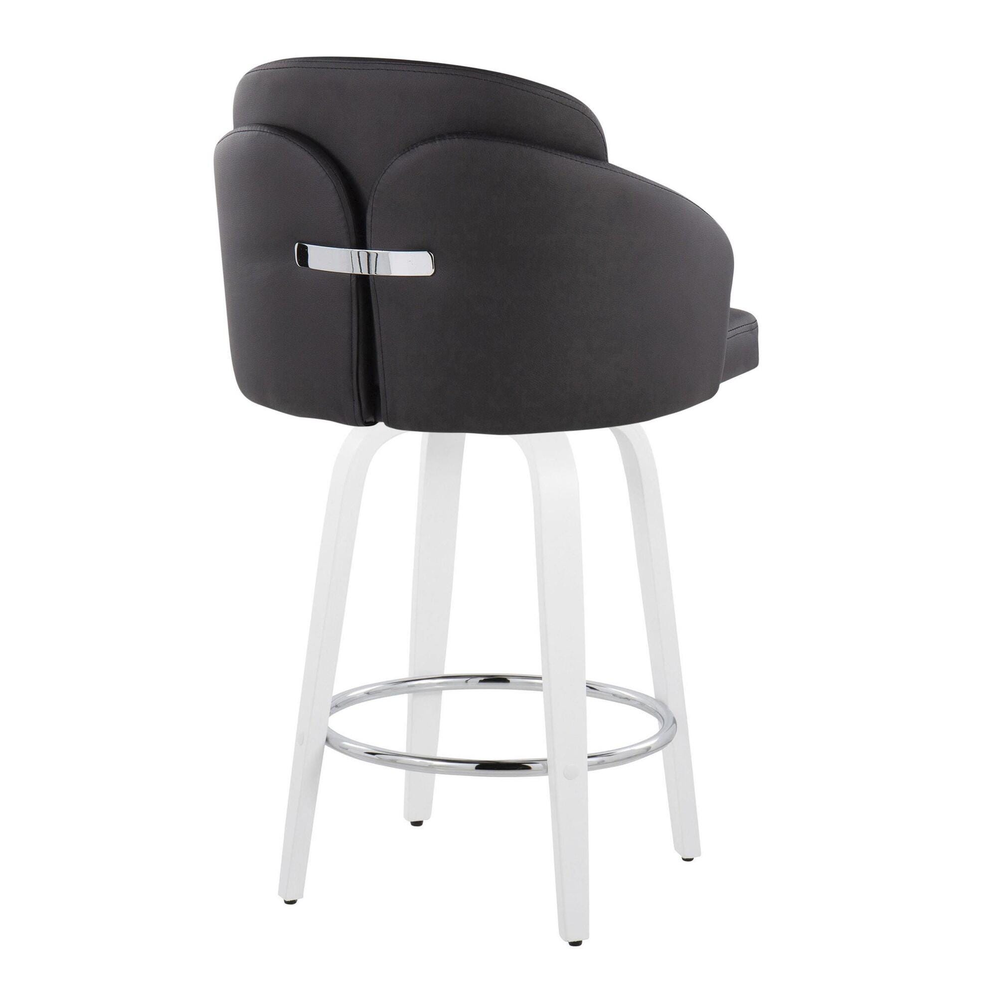 LumiSource Dahlia Solid Counter Height Bar Stool (Set of 2), Black/White, large