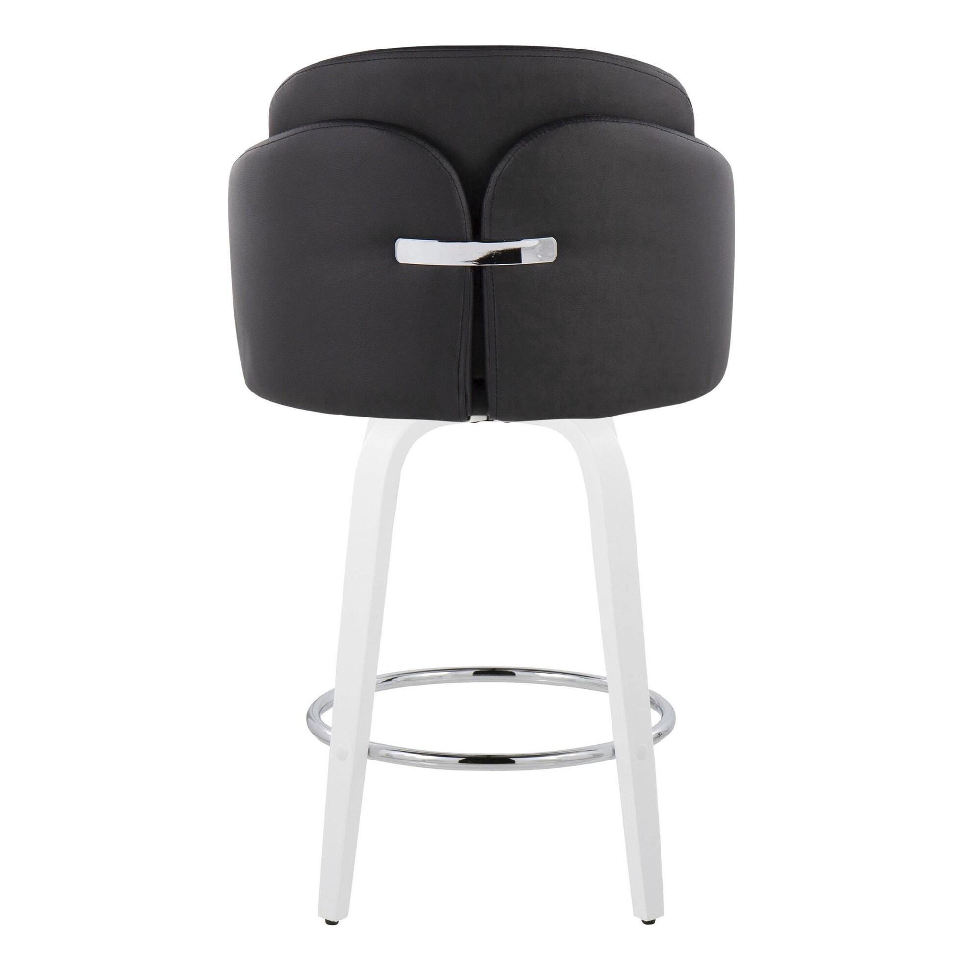 LumiSource Dahlia Solid Counter Height Bar Stool (Set of 2), Black/White, large