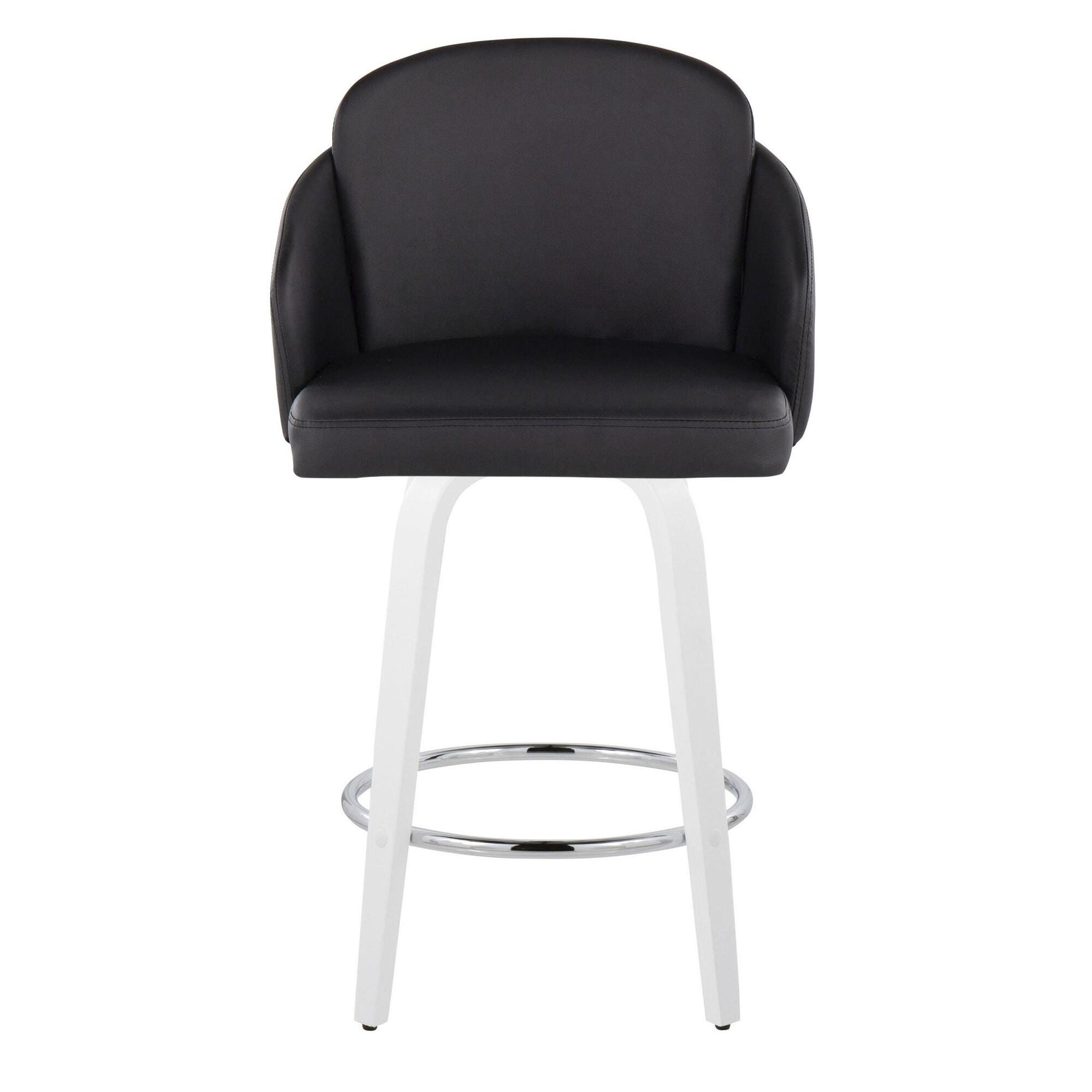 LumiSource Dahlia Solid Counter Height Bar Stool (Set of 2), Black/White, large