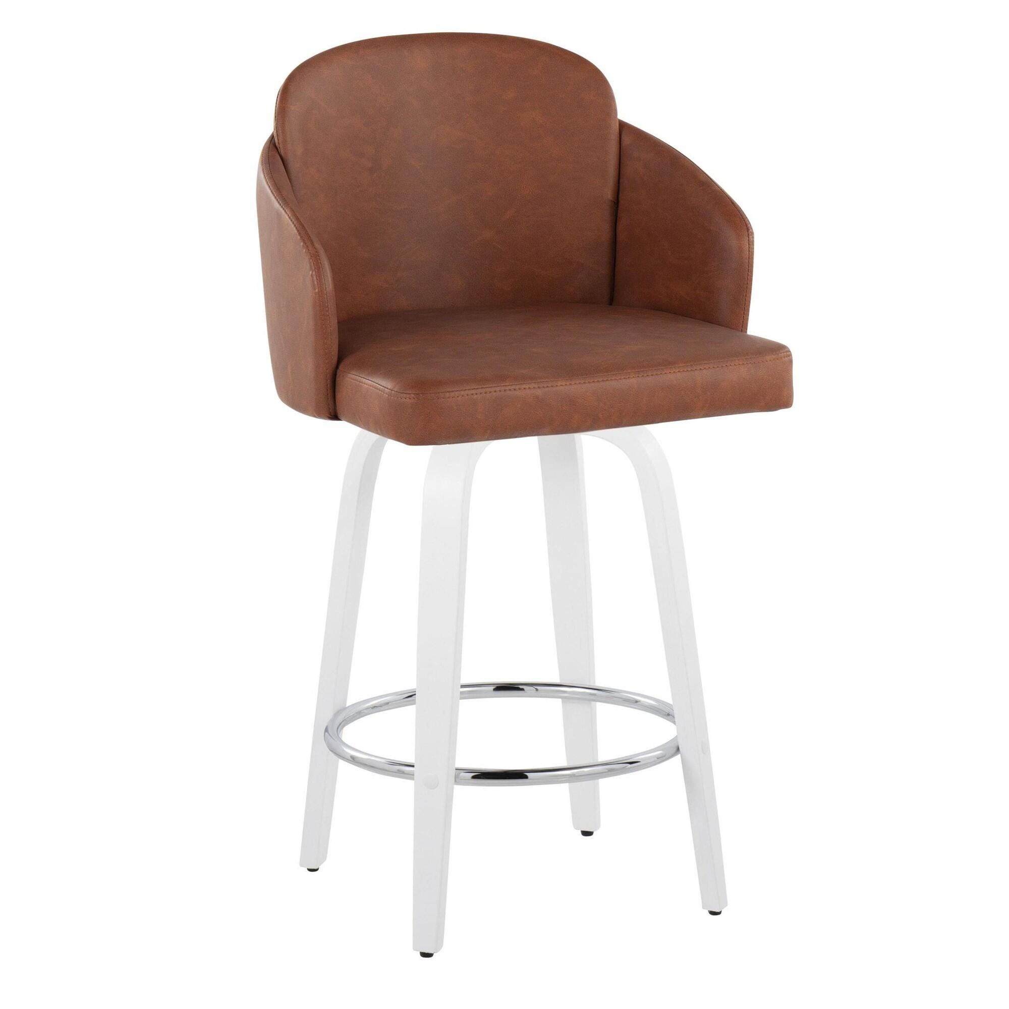 LumiSource Dahlia Solid Counter Height Bar Stool (Set of 2), Camel/White, large