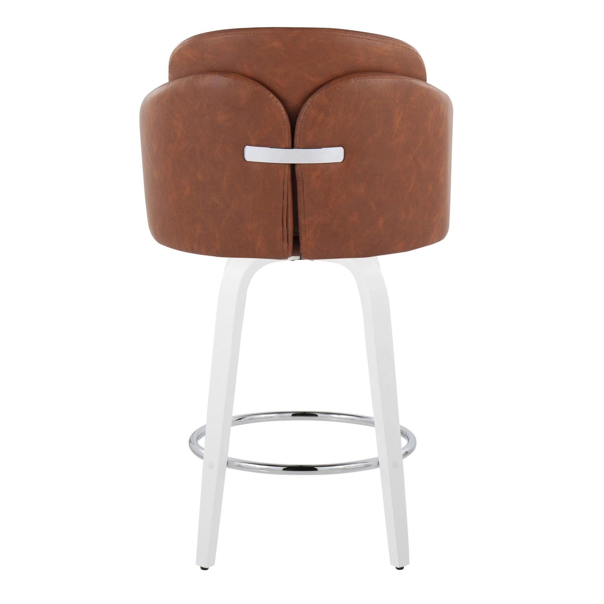 LumiSource Dahlia Solid Counter Height Bar Stool (Set of 2), Camel/White, large