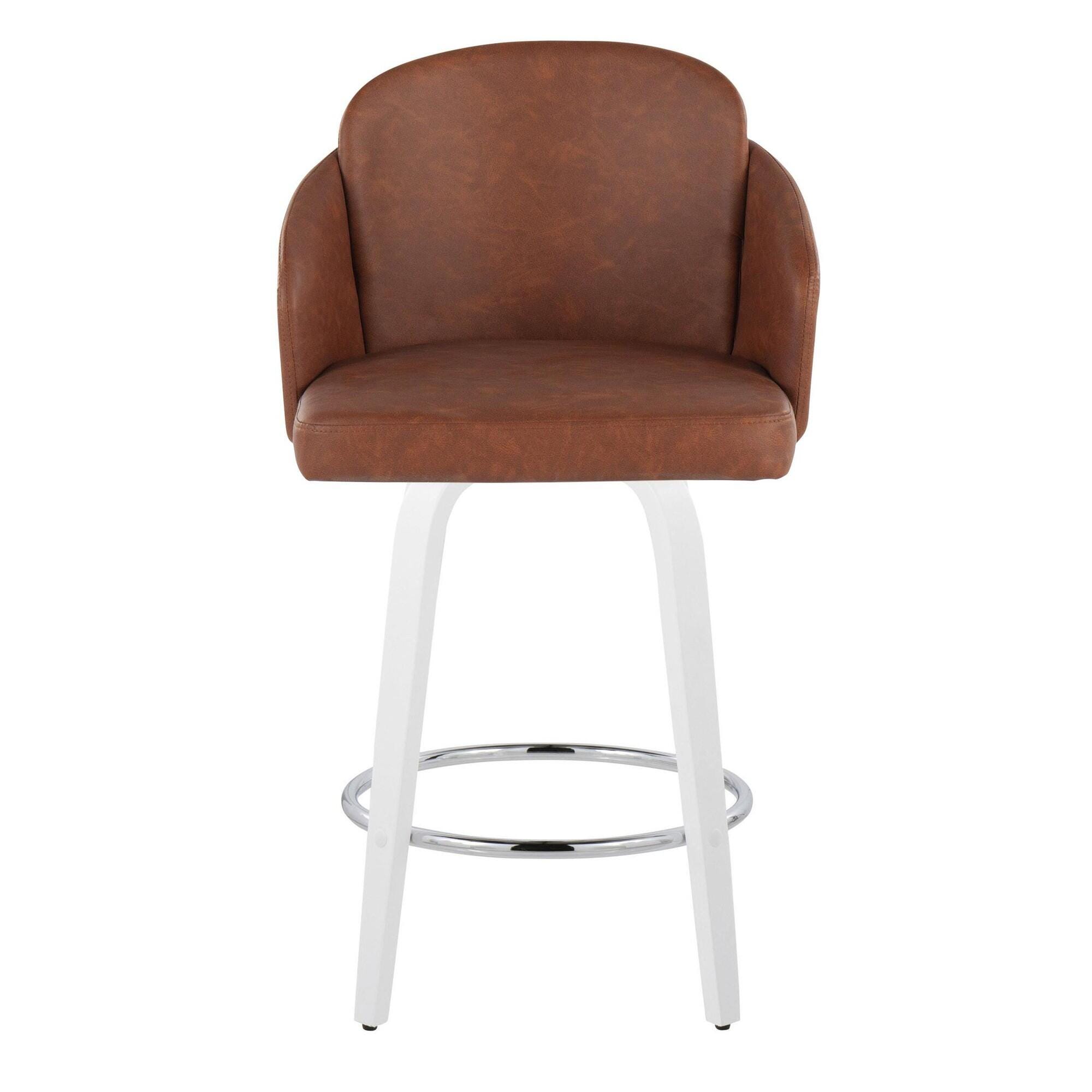 LumiSource Dahlia Solid Counter Height Bar Stool (Set of 2), Camel/White, large