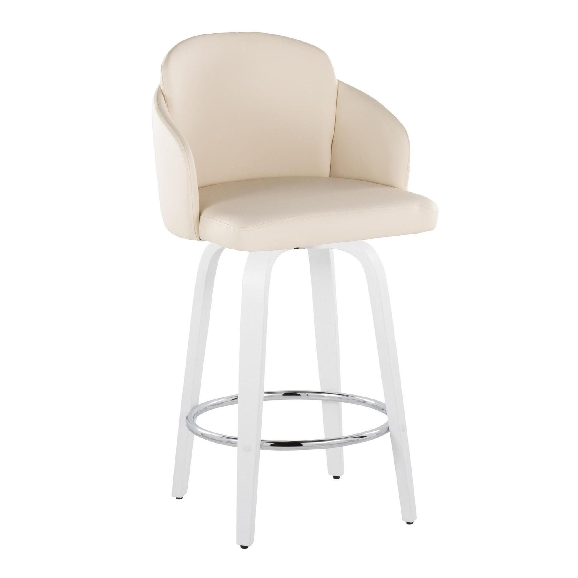 LumiSource Dahlia Solid Counter Height Bar Stool (Set of 2), Cream/White, large