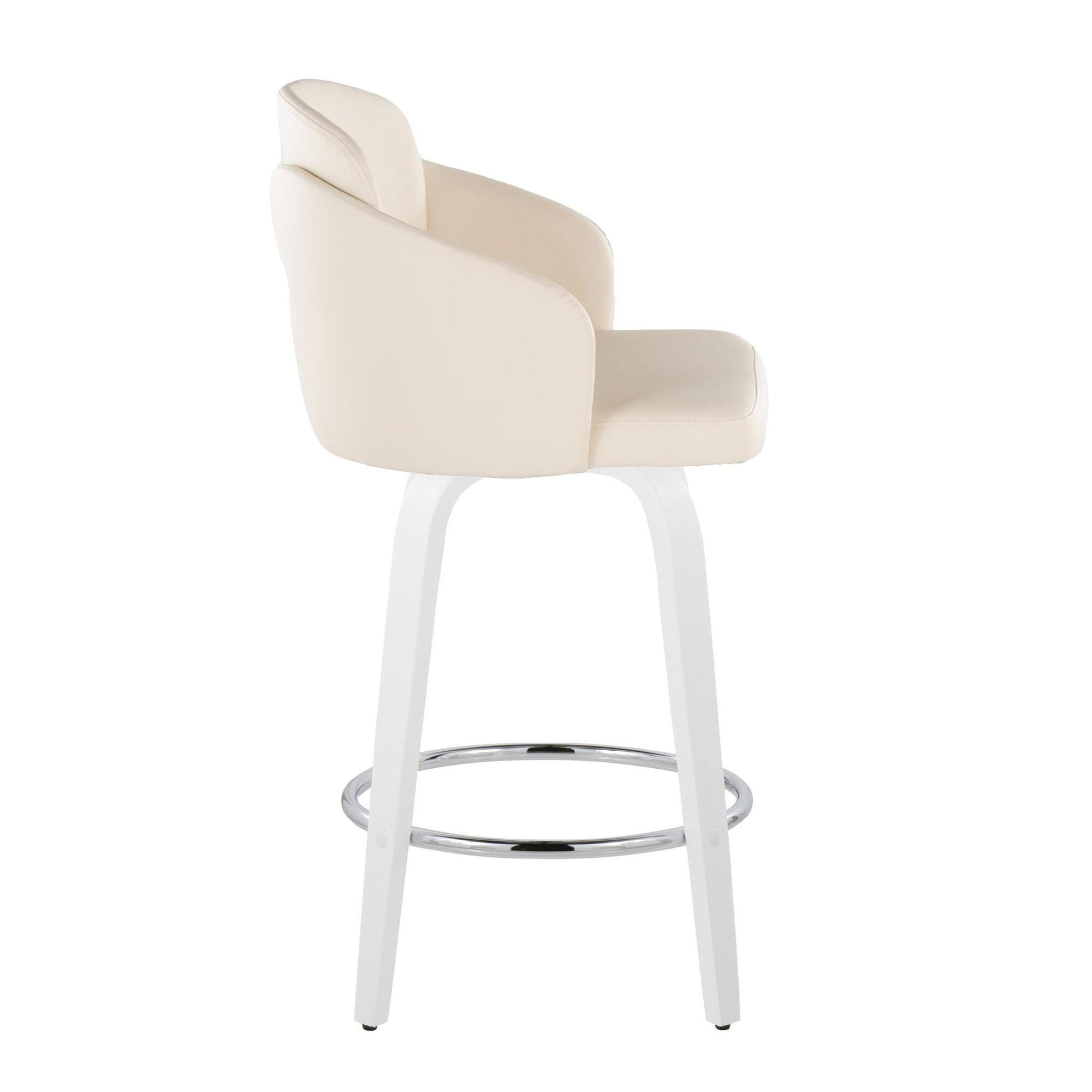 LumiSource Dahlia Solid Counter Height Bar Stool (Set of 2), Cream/White, large