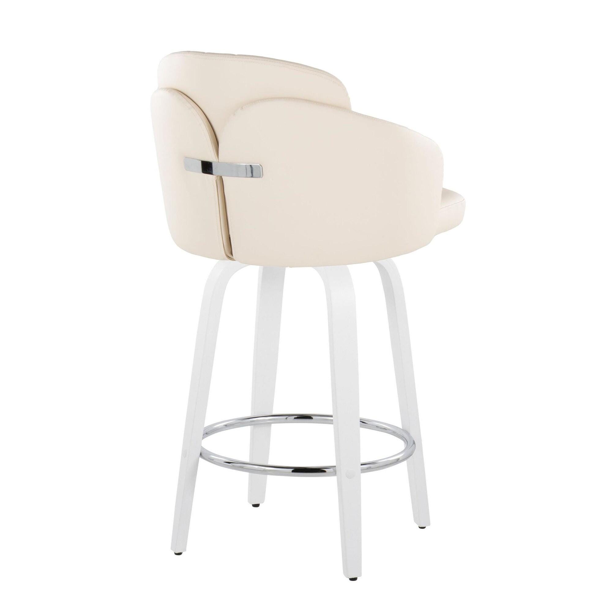 LumiSource Dahlia Solid Counter Height Bar Stool (Set of 2), Cream/White, large