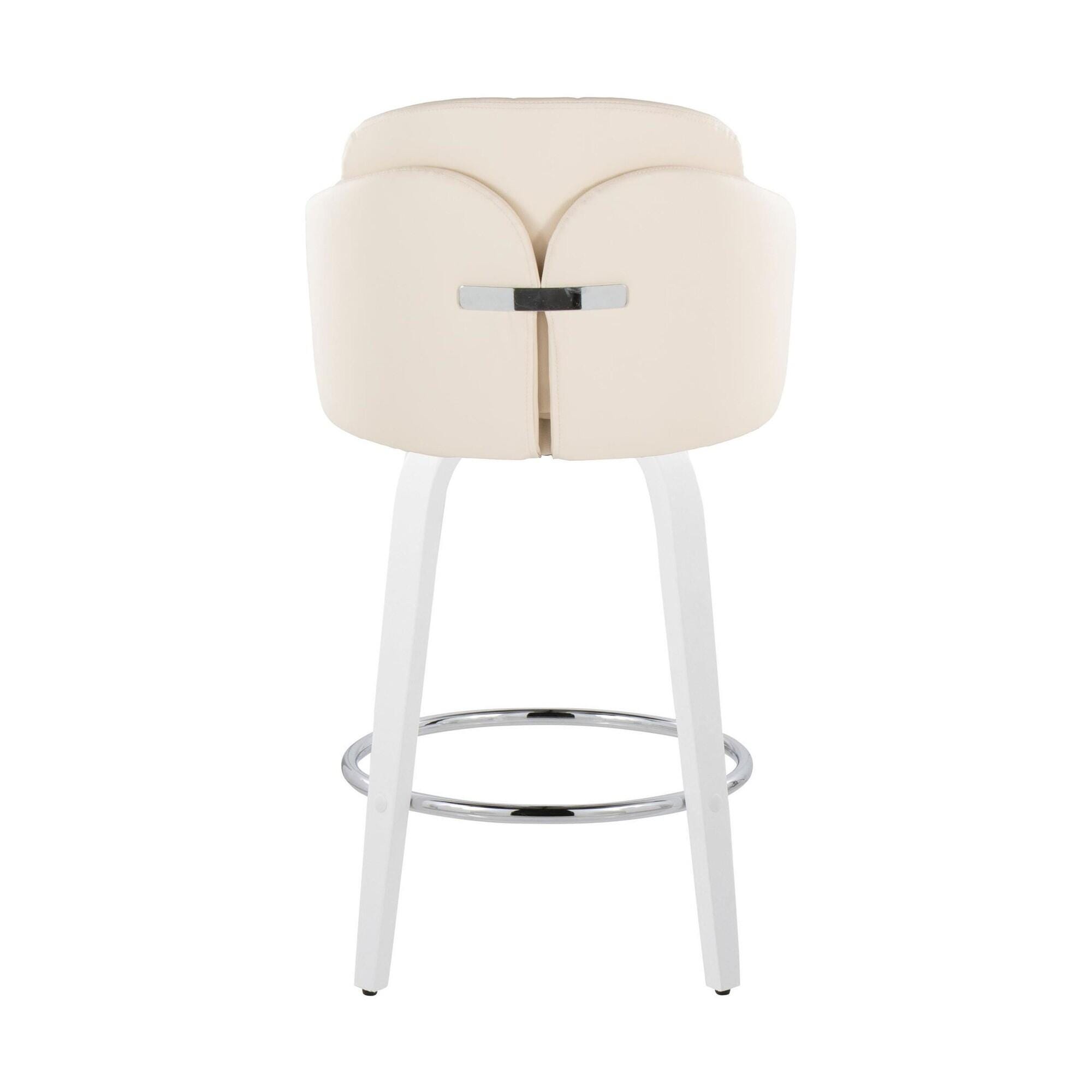 LumiSource Dahlia Solid Counter Height Bar Stool (Set of 2), Cream/White, large