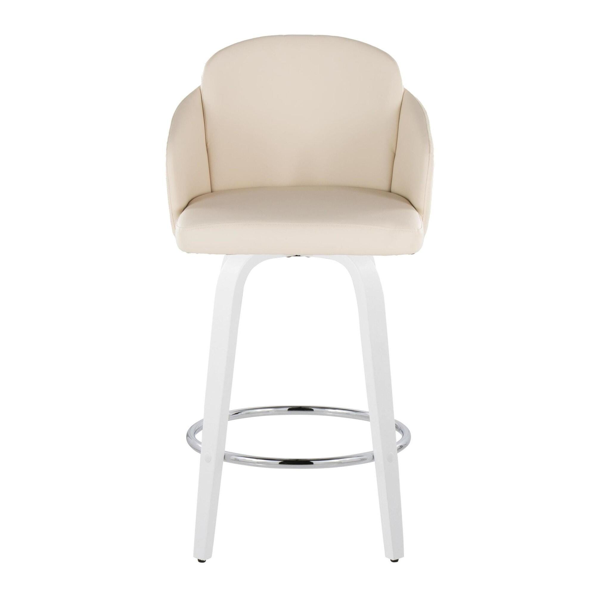 LumiSource Dahlia Solid Counter Height Bar Stool (Set of 2), Cream/White, large