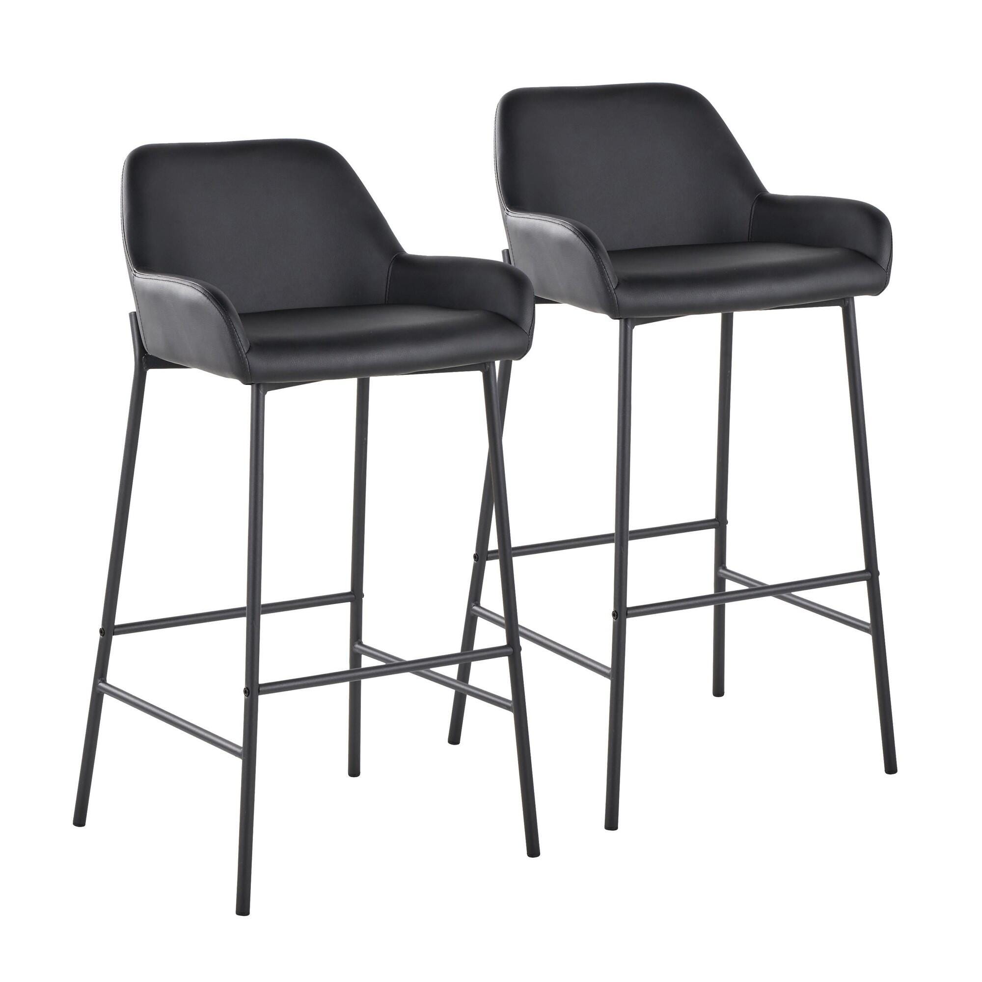 LumiSource Daniella Bar Height Bar Stool (Set of 2), Black, large
