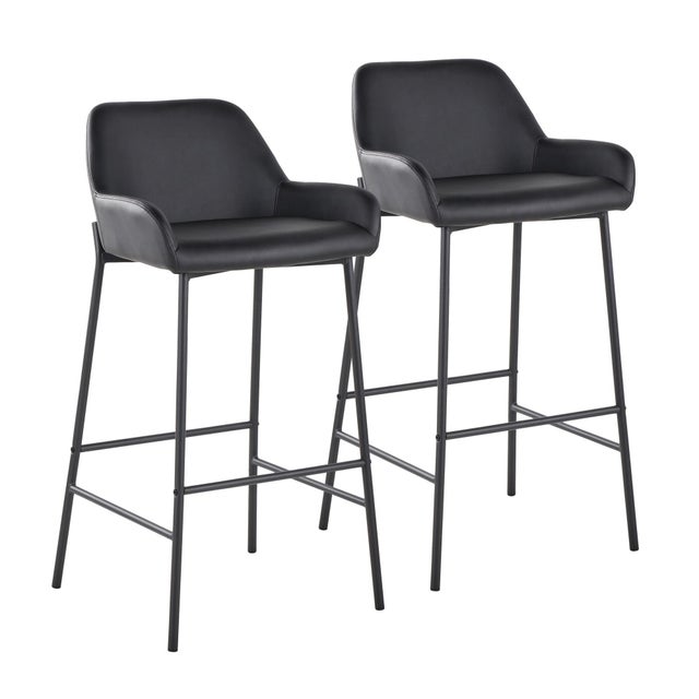 LumiSource Daniella Bar Height Bar Stool (Set of 2), Black