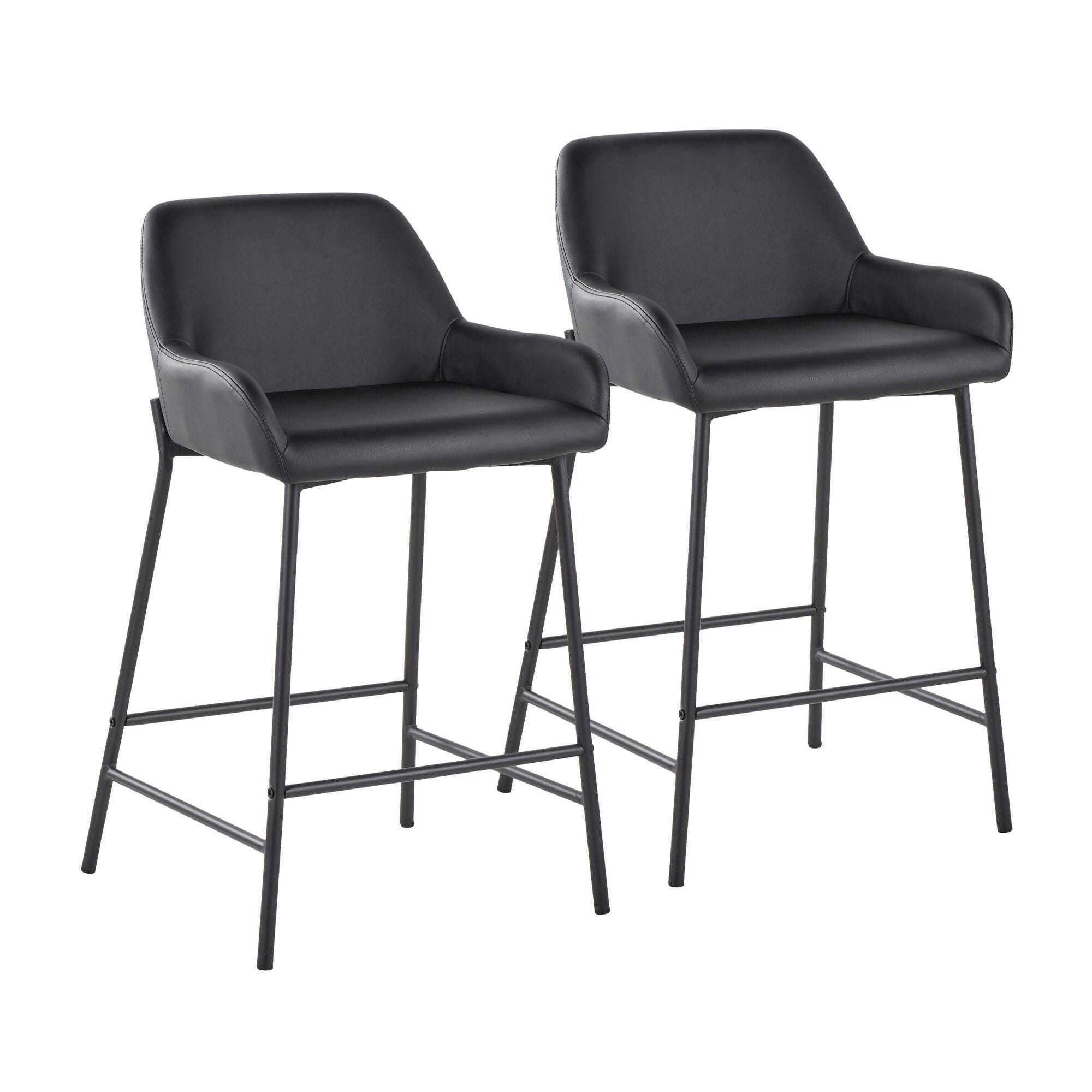 LumiSource Daniella Counter Height Bar Stool (Set of 2), Black, large