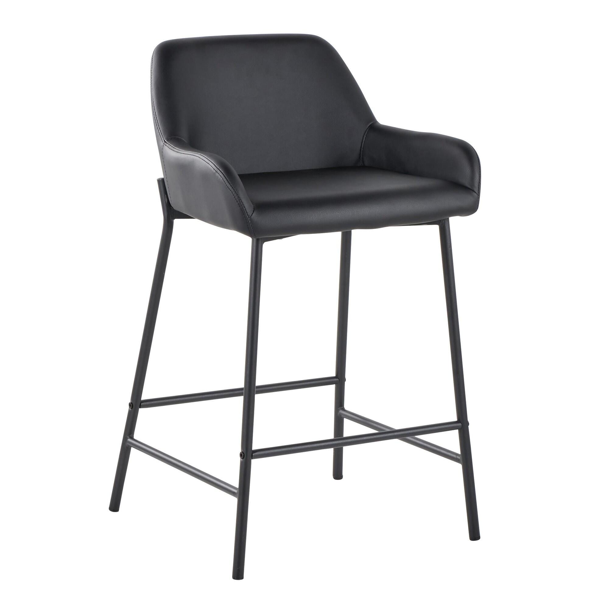 LumiSource Daniella Counter Height Bar Stool (Set of 2), Black, large