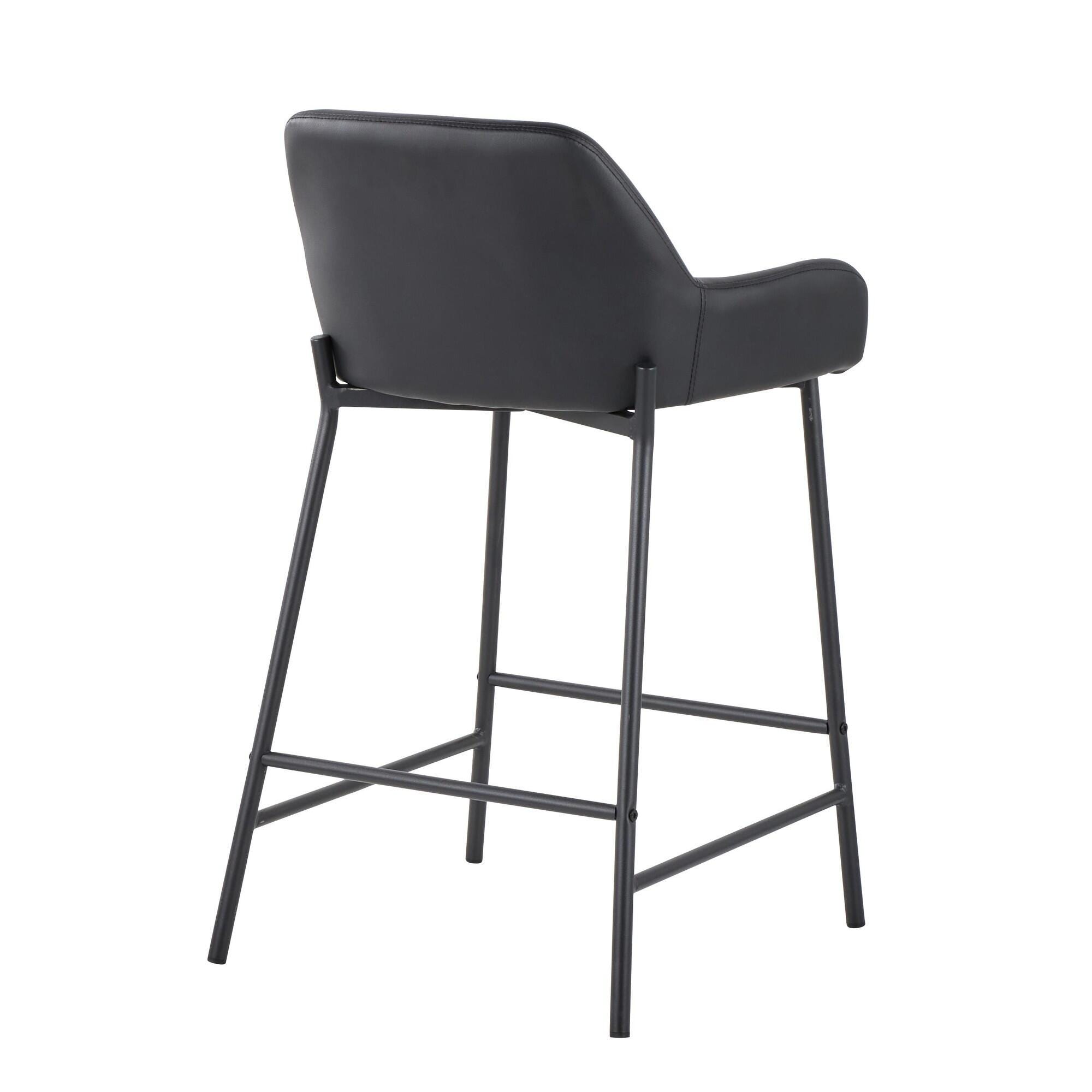LumiSource Daniella Counter Height Bar Stool (Set of 2), Black, large