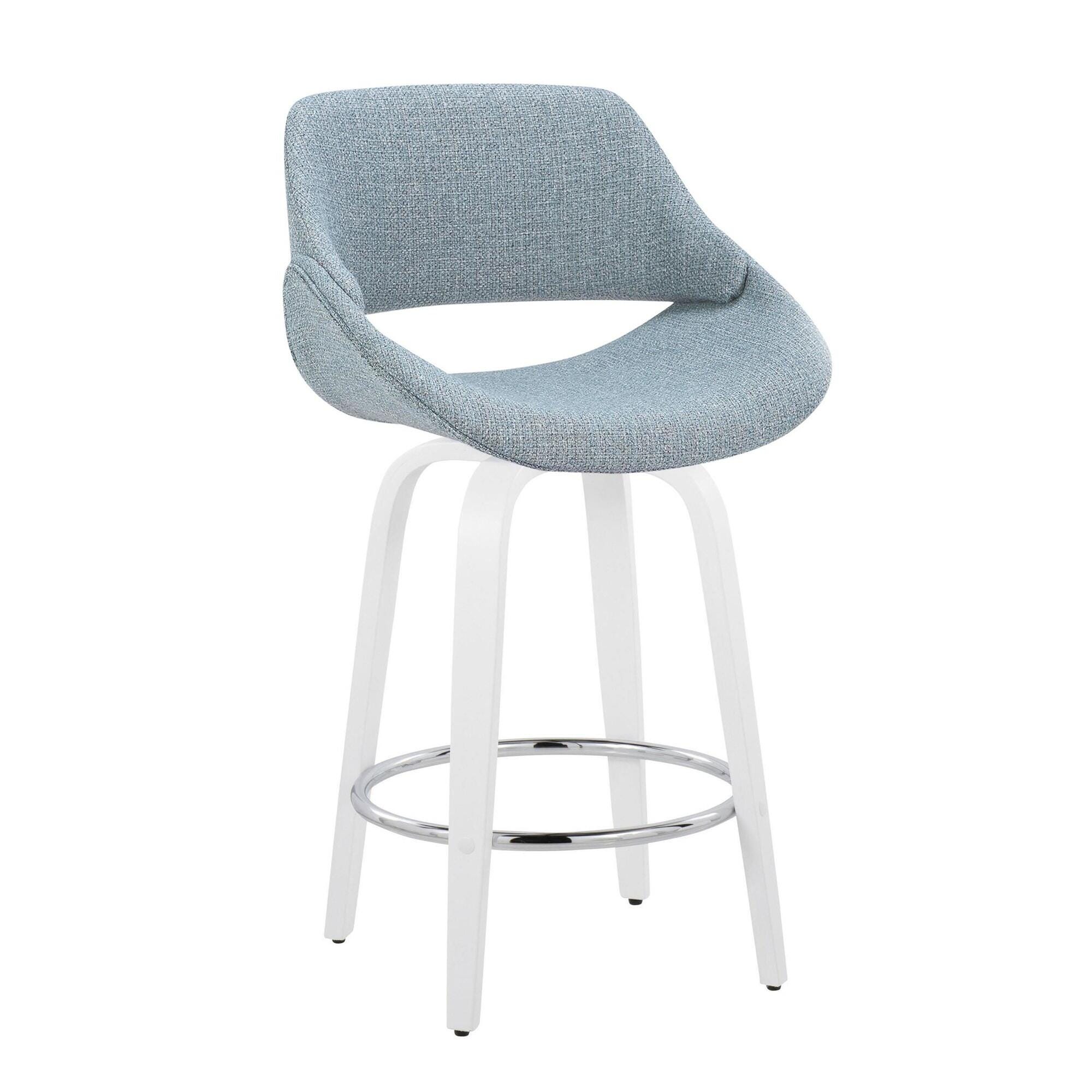 LumiSource Fabrico Counter Height Bar Stool (Set of 2), Blue/White, large