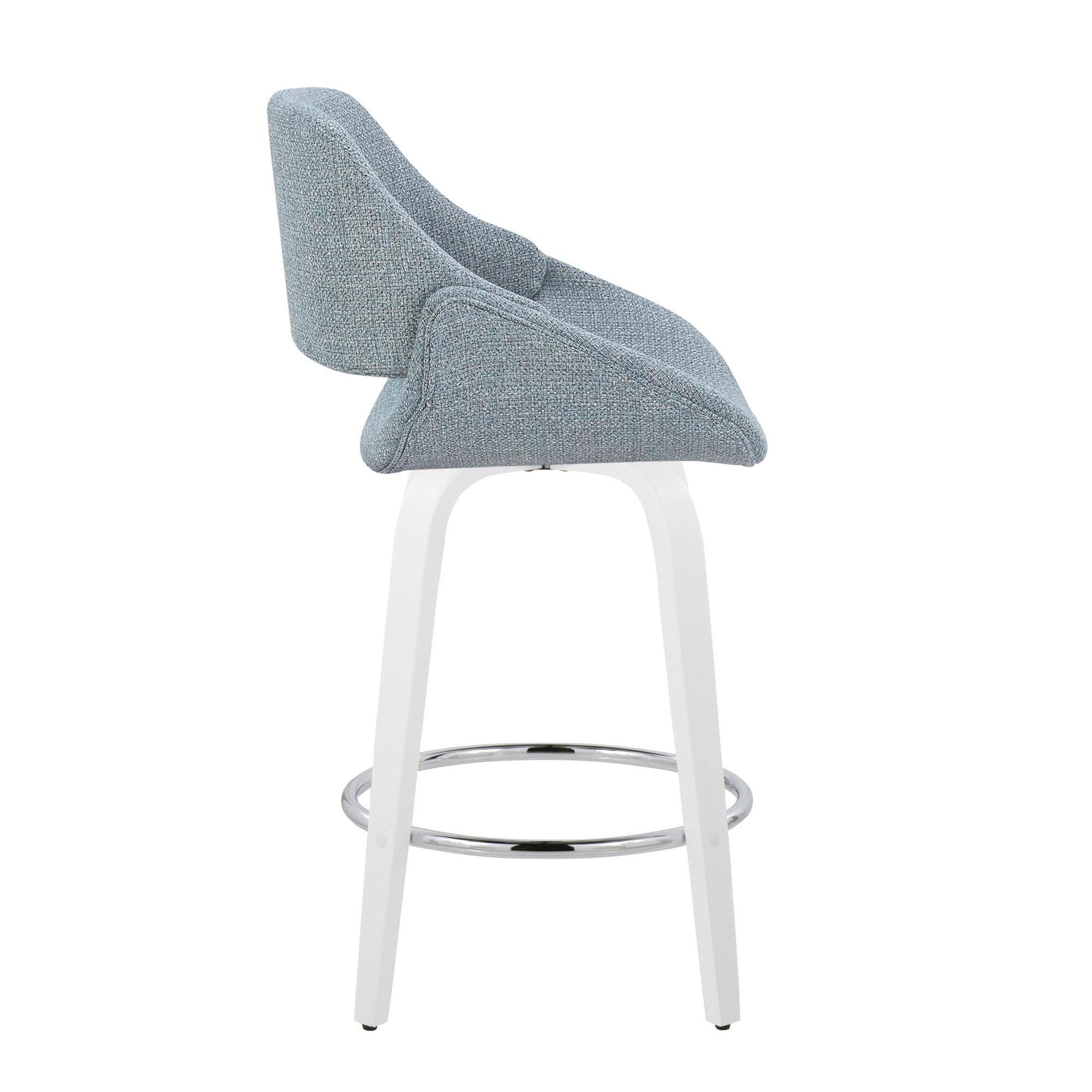LumiSource Fabrico Counter Height Bar Stool (Set of 2), Blue/White, large