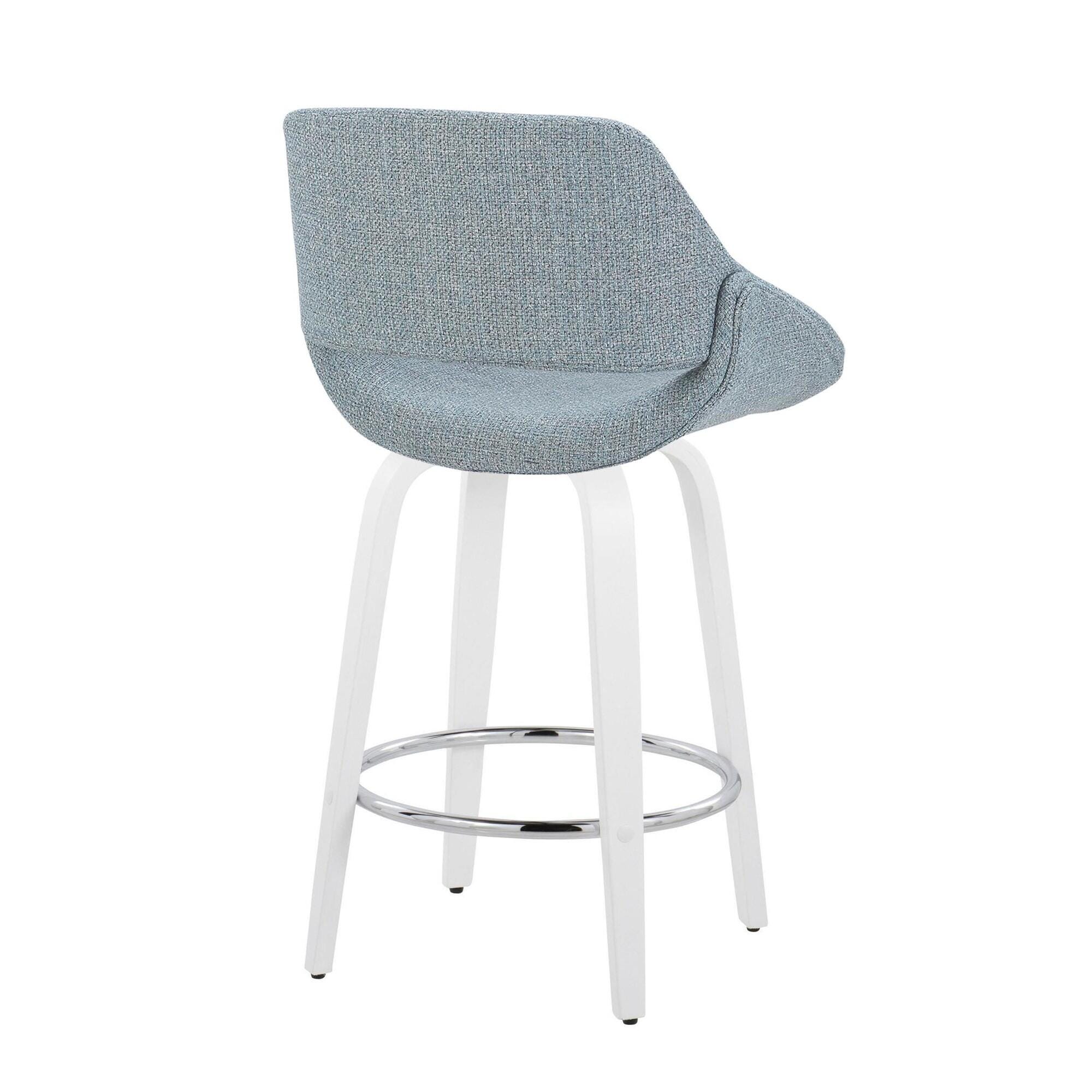 LumiSource Fabrico Counter Height Bar Stool (Set of 2), Blue/White, large