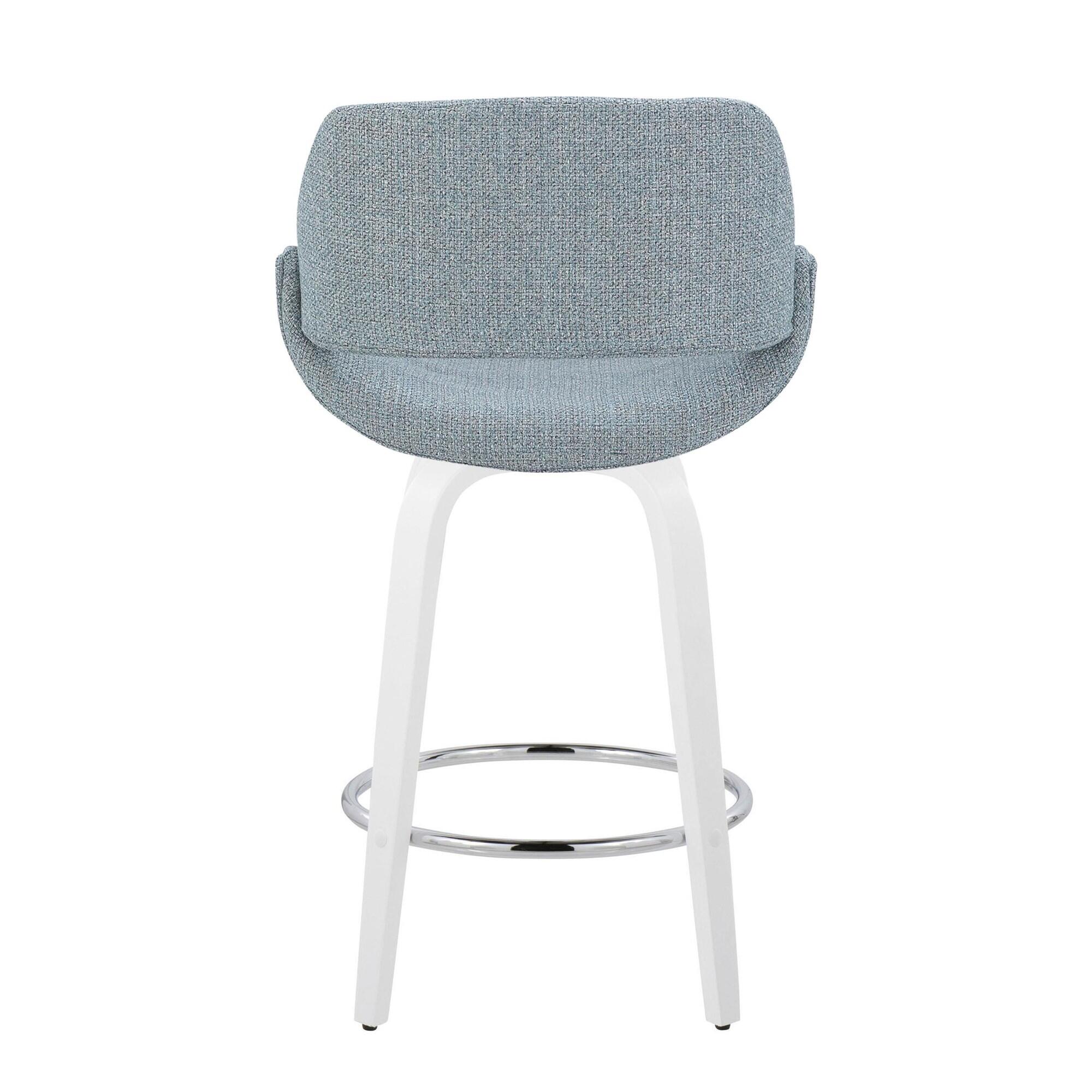 LumiSource Fabrico Counter Height Bar Stool (Set of 2), Blue/White, large