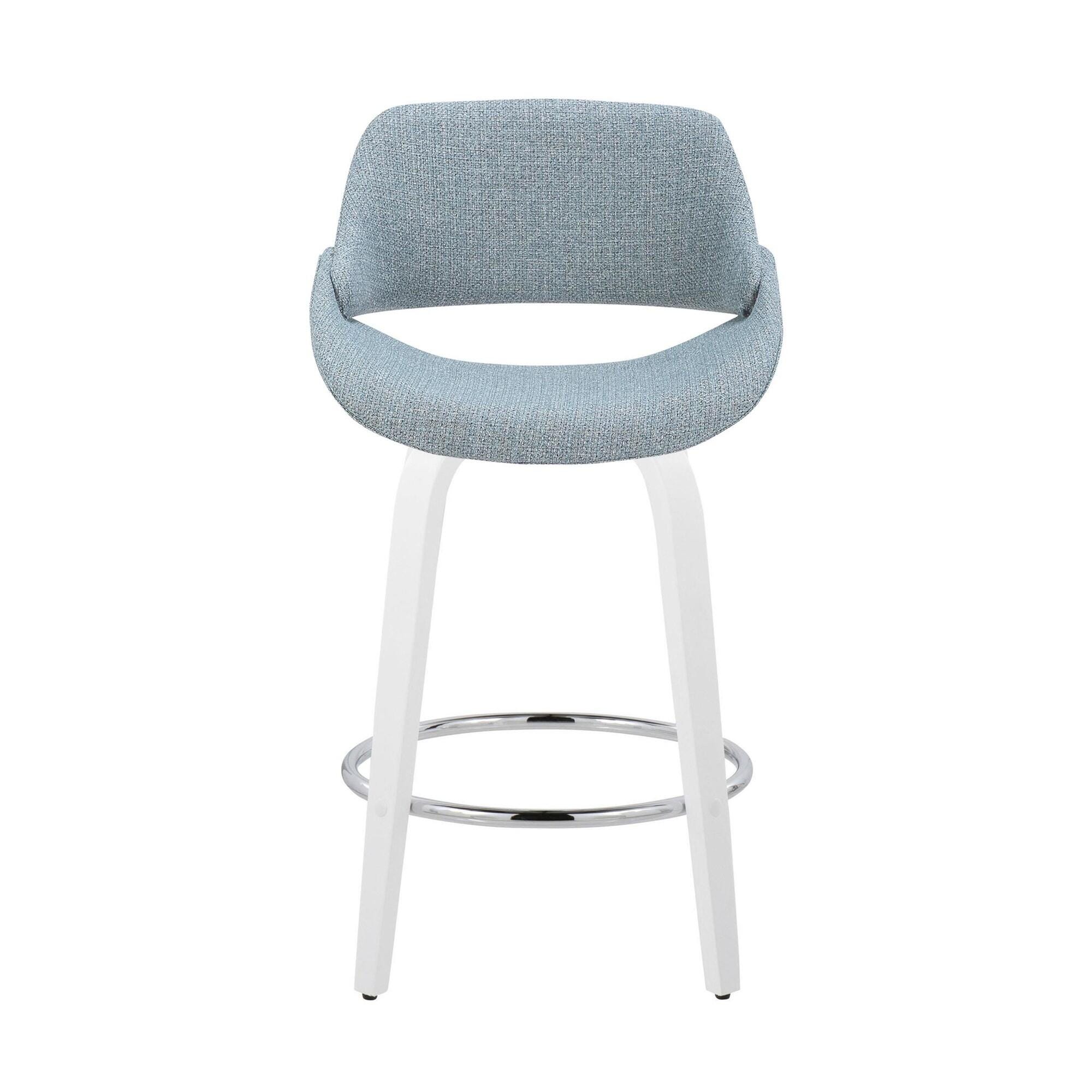 LumiSource Fabrico Counter Height Bar Stool (Set of 2), Blue/White, large
