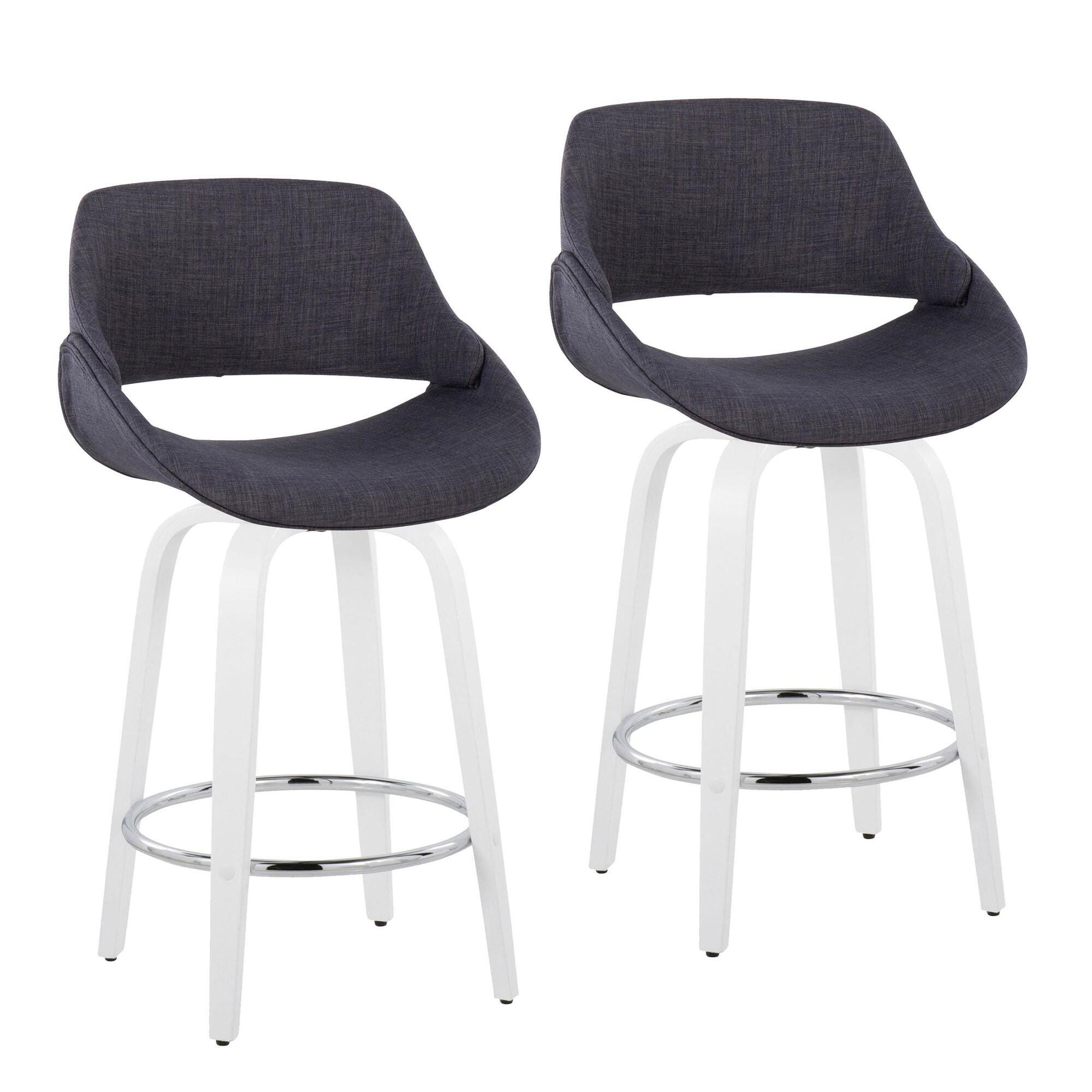 LumiSource Fabrico Counter Height Bar Stool (Set of 2), Gray/White, large