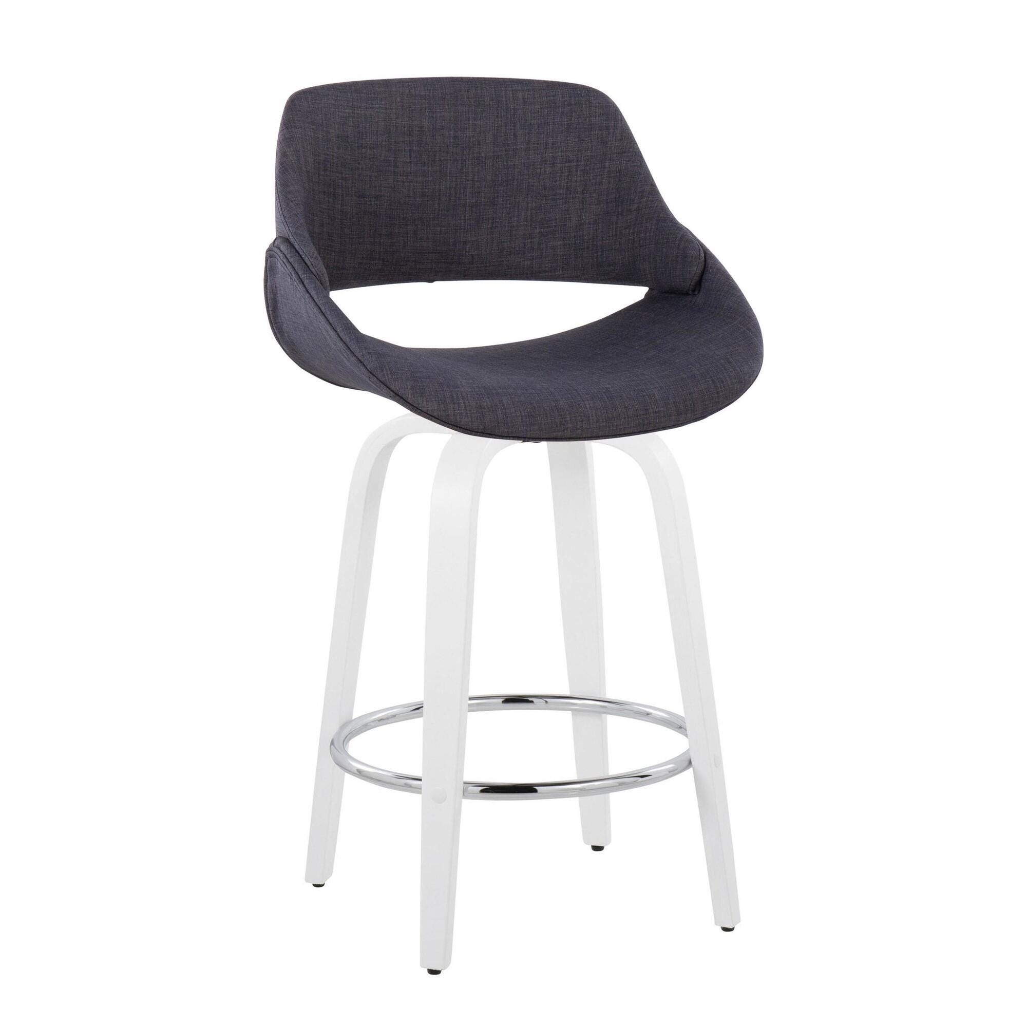 LumiSource Fabrico Counter Height Bar Stool (Set of 2), Gray/White, large