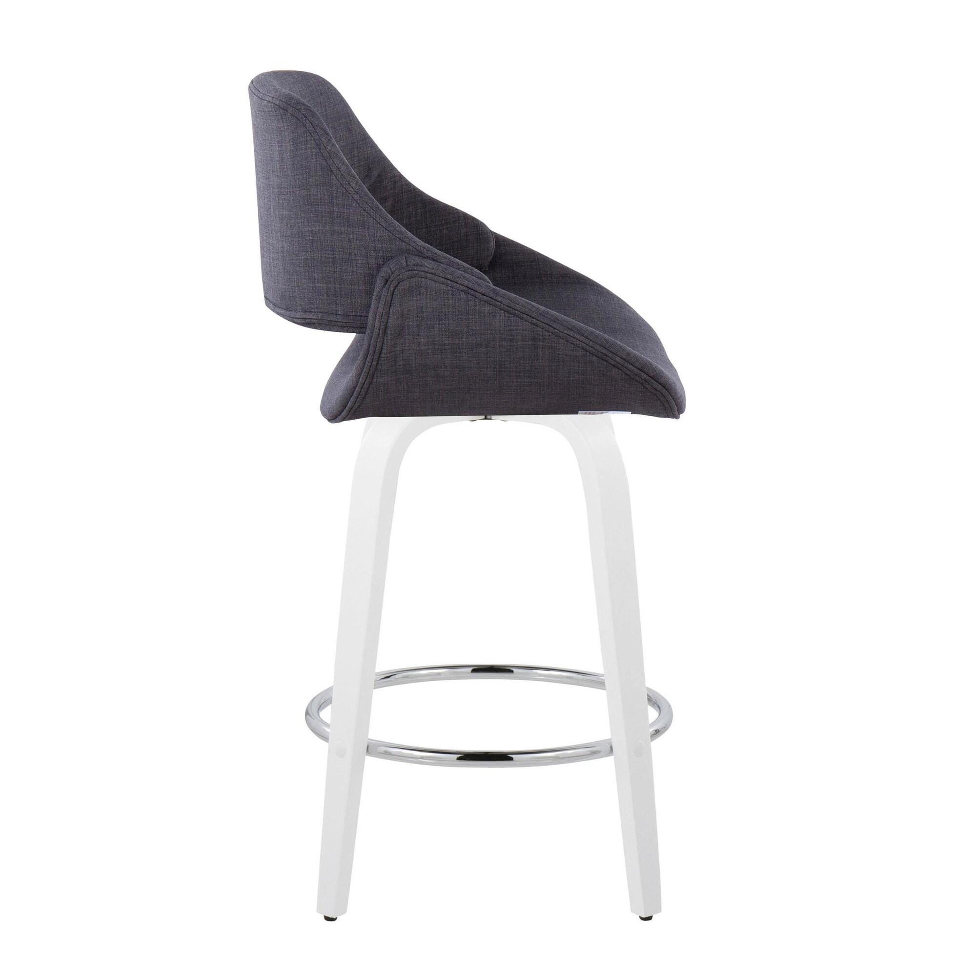 LumiSource Fabrico Counter Height Bar Stool (Set of 2), Gray/White, large