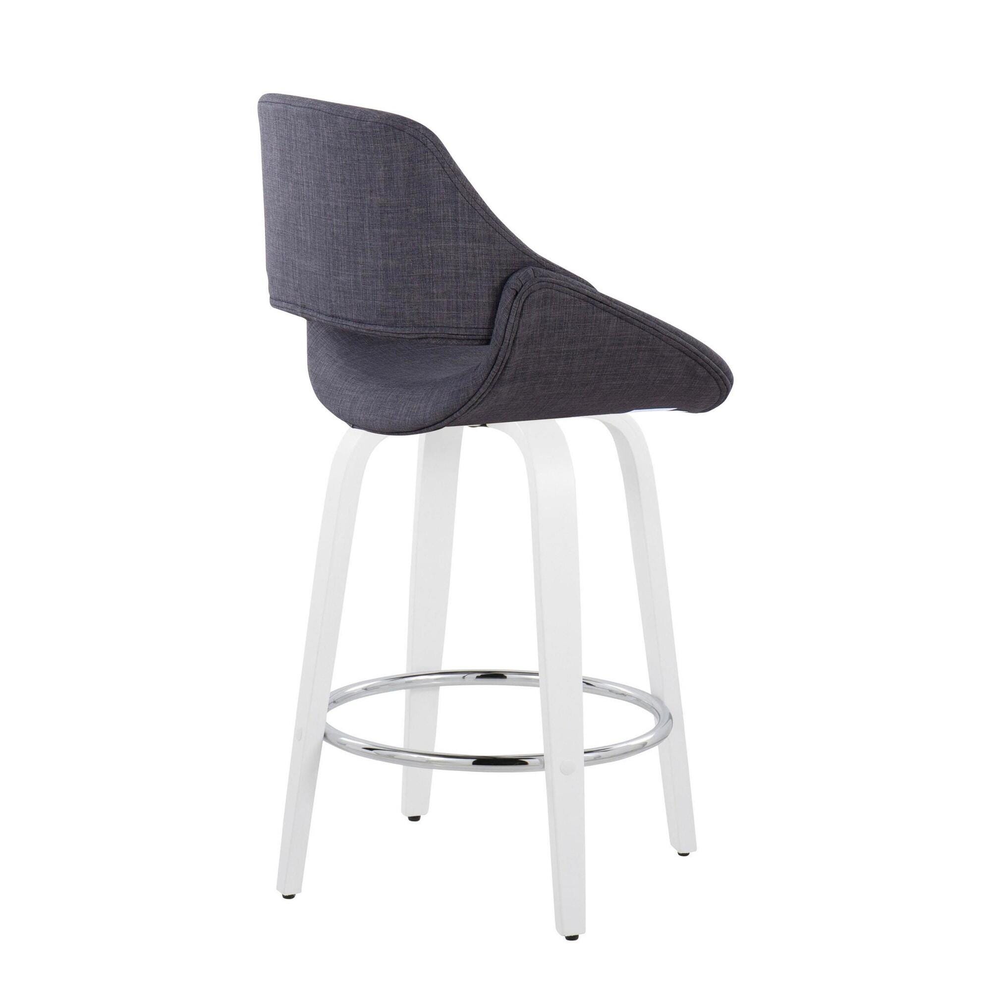 LumiSource Fabrico Counter Height Bar Stool (Set of 2), Gray/White, large