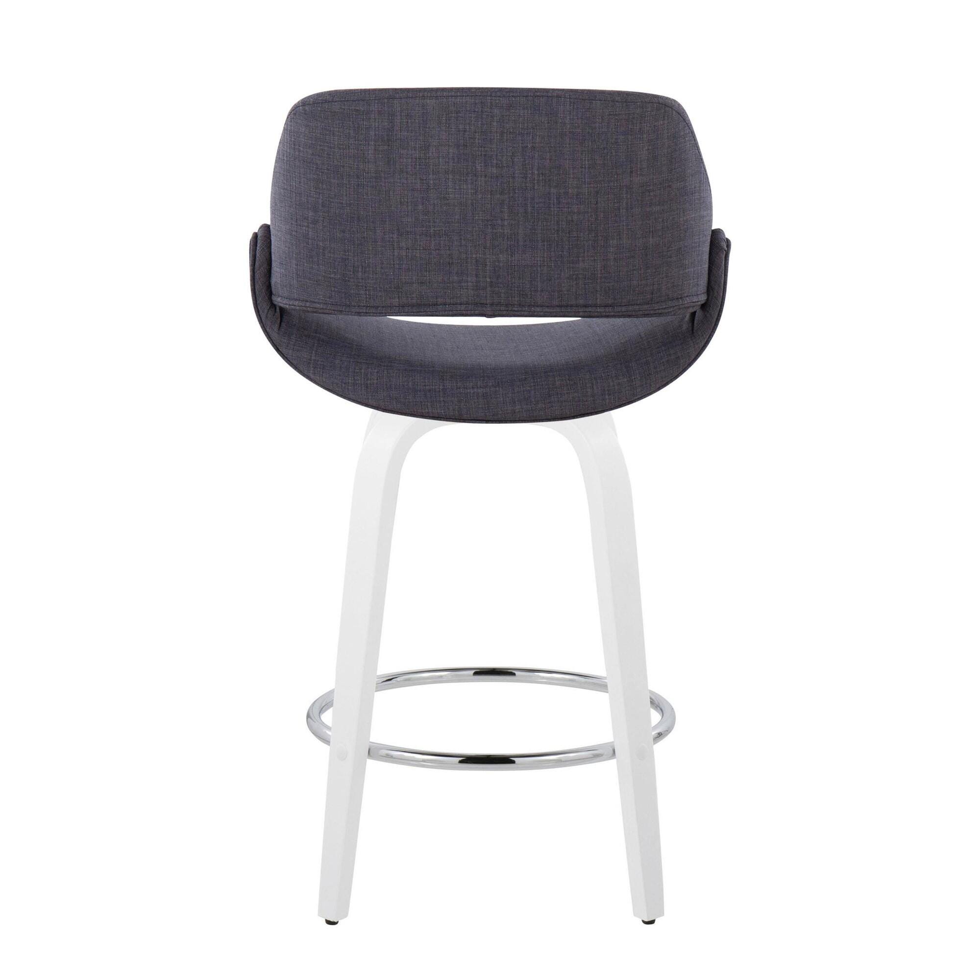 LumiSource Fabrico Counter Height Bar Stool (Set of 2), Gray/White, large