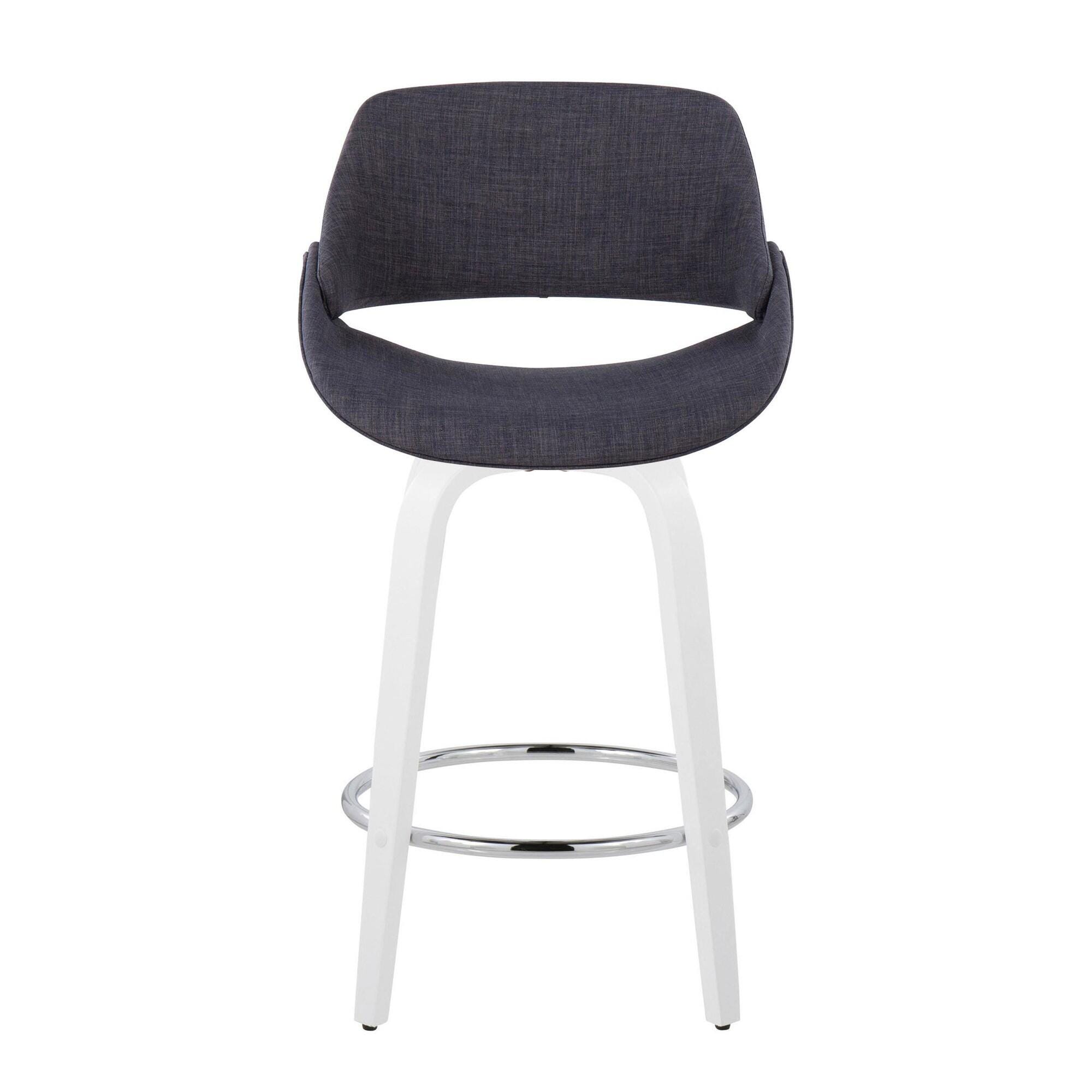 LumiSource Fabrico Counter Height Bar Stool (Set of 2), Gray/White, large