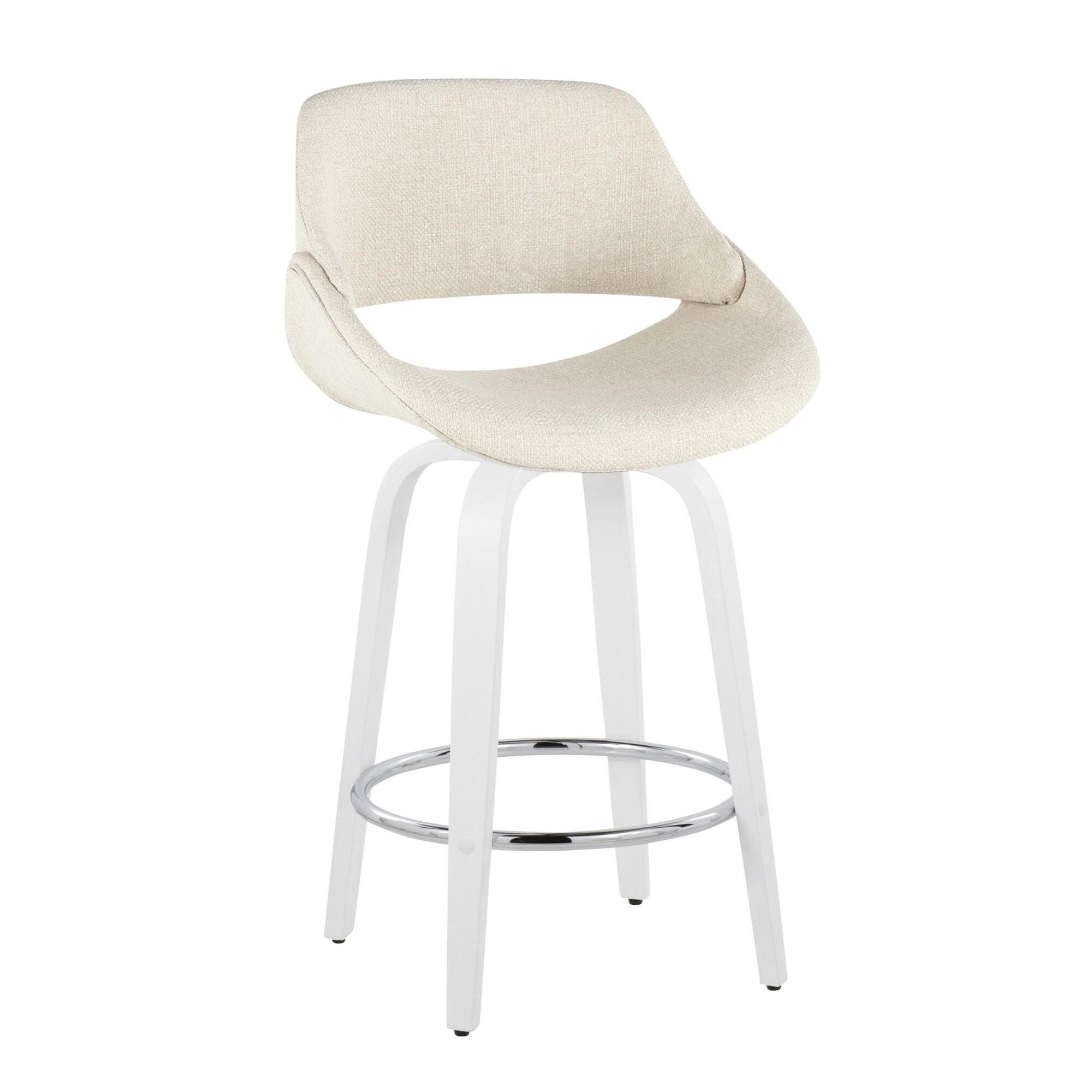 LumiSource Fabrico Counter Height Bar Stool (Set of 2), Cream/White, large