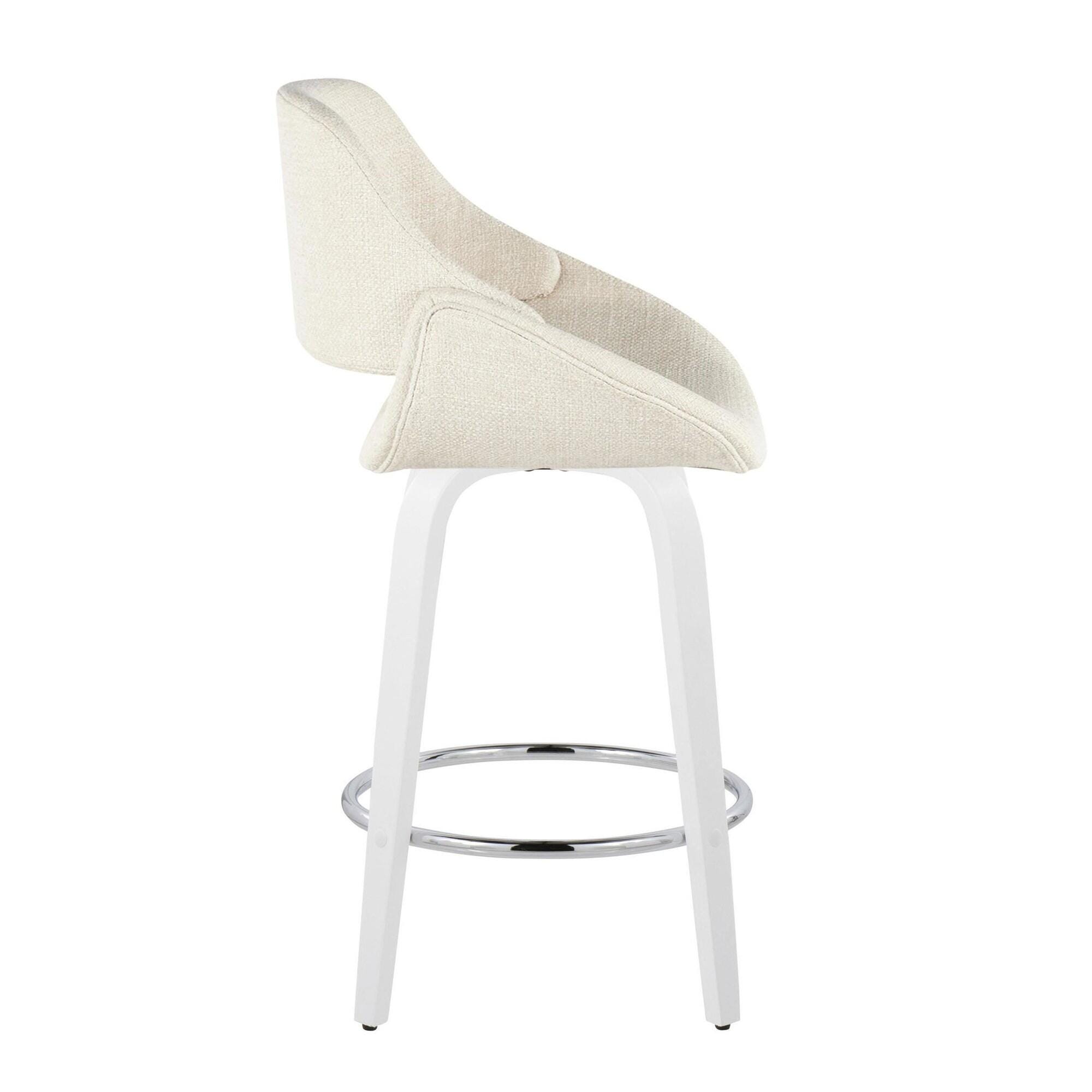 LumiSource Fabrico Counter Height Bar Stool (Set of 2), Cream/White, large