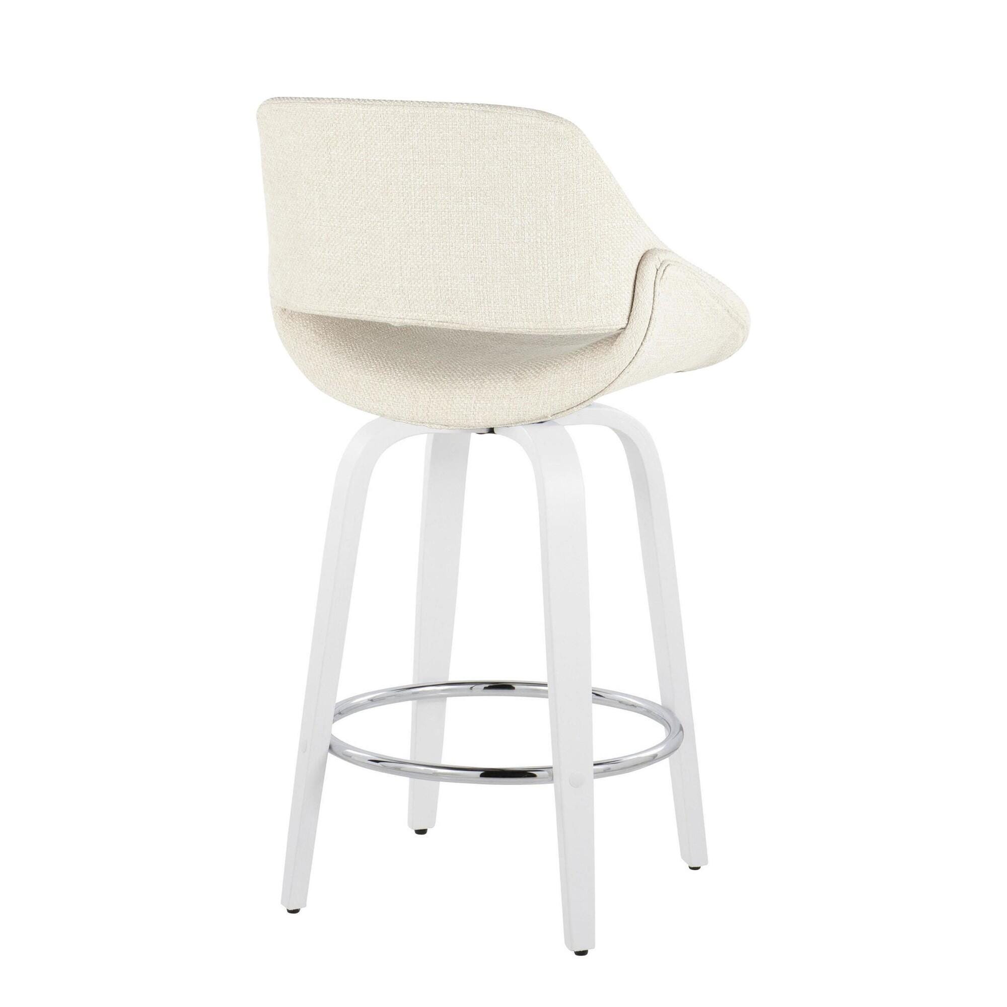 LumiSource Fabrico Counter Height Bar Stool (Set of 2), Cream/White, large