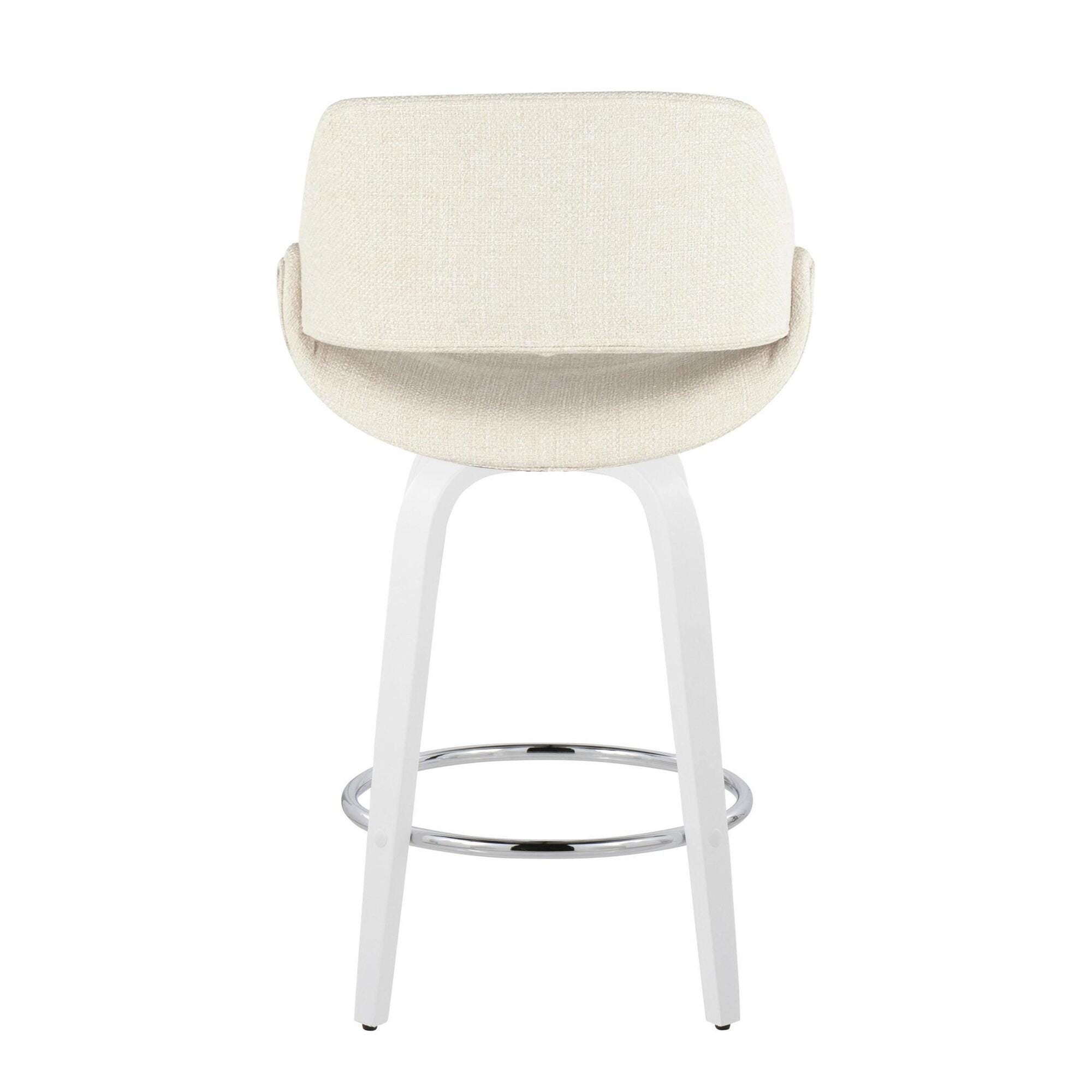 LumiSource Fabrico Counter Height Bar Stool (Set of 2), Cream/White, large