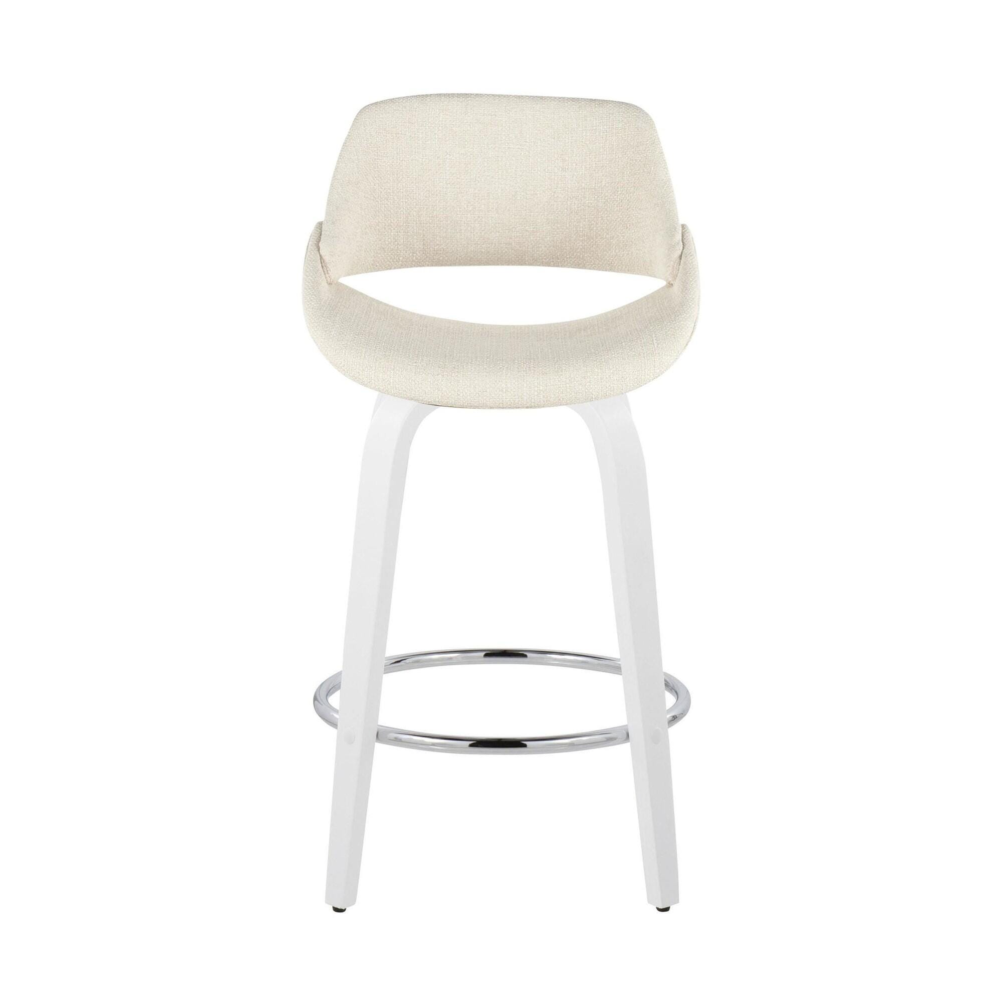 LumiSource Fabrico Counter Height Bar Stool (Set of 2), Cream/White, large