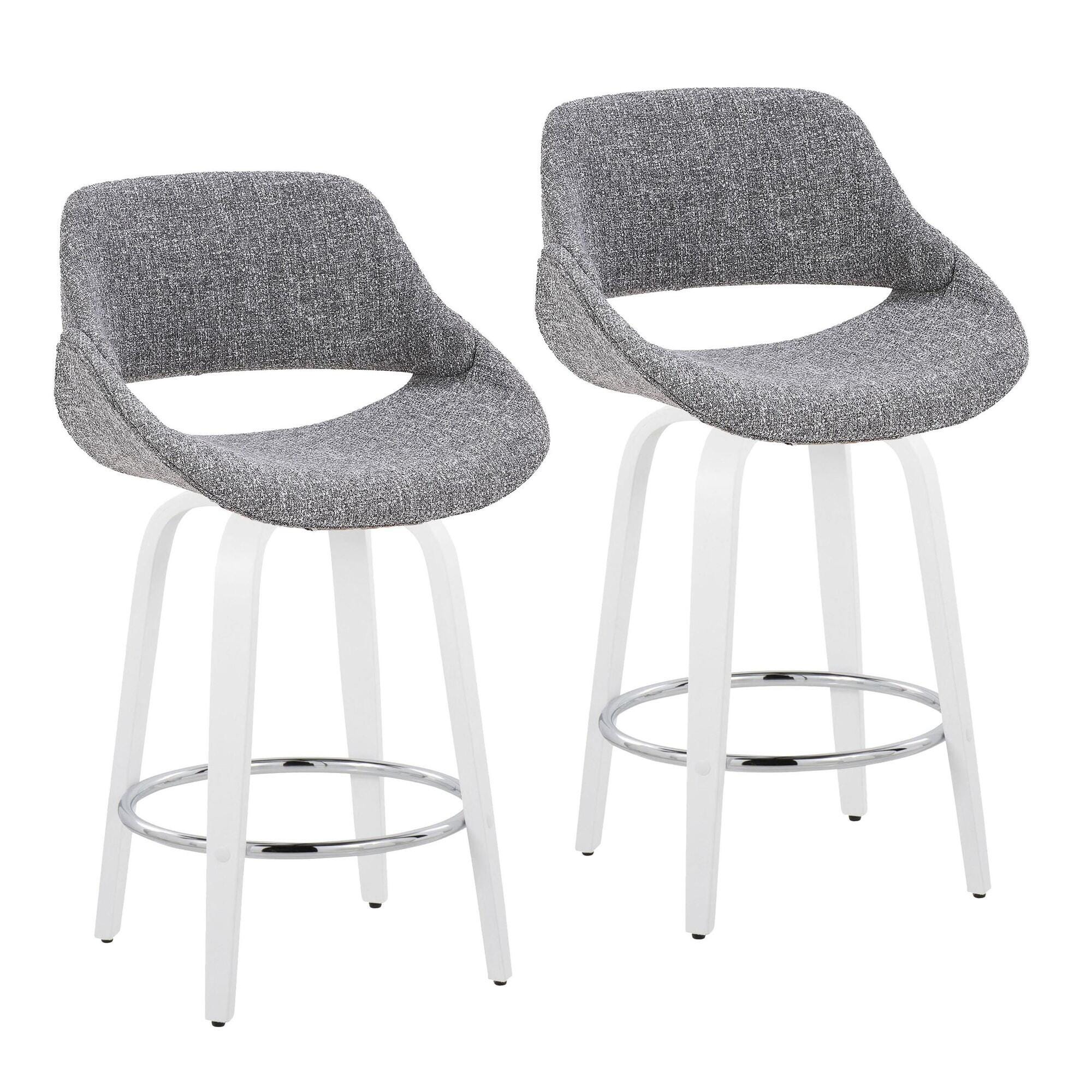 LumiSource Fabrico Counter Height Bar Stool (Set of 2), Light Gray/White, large