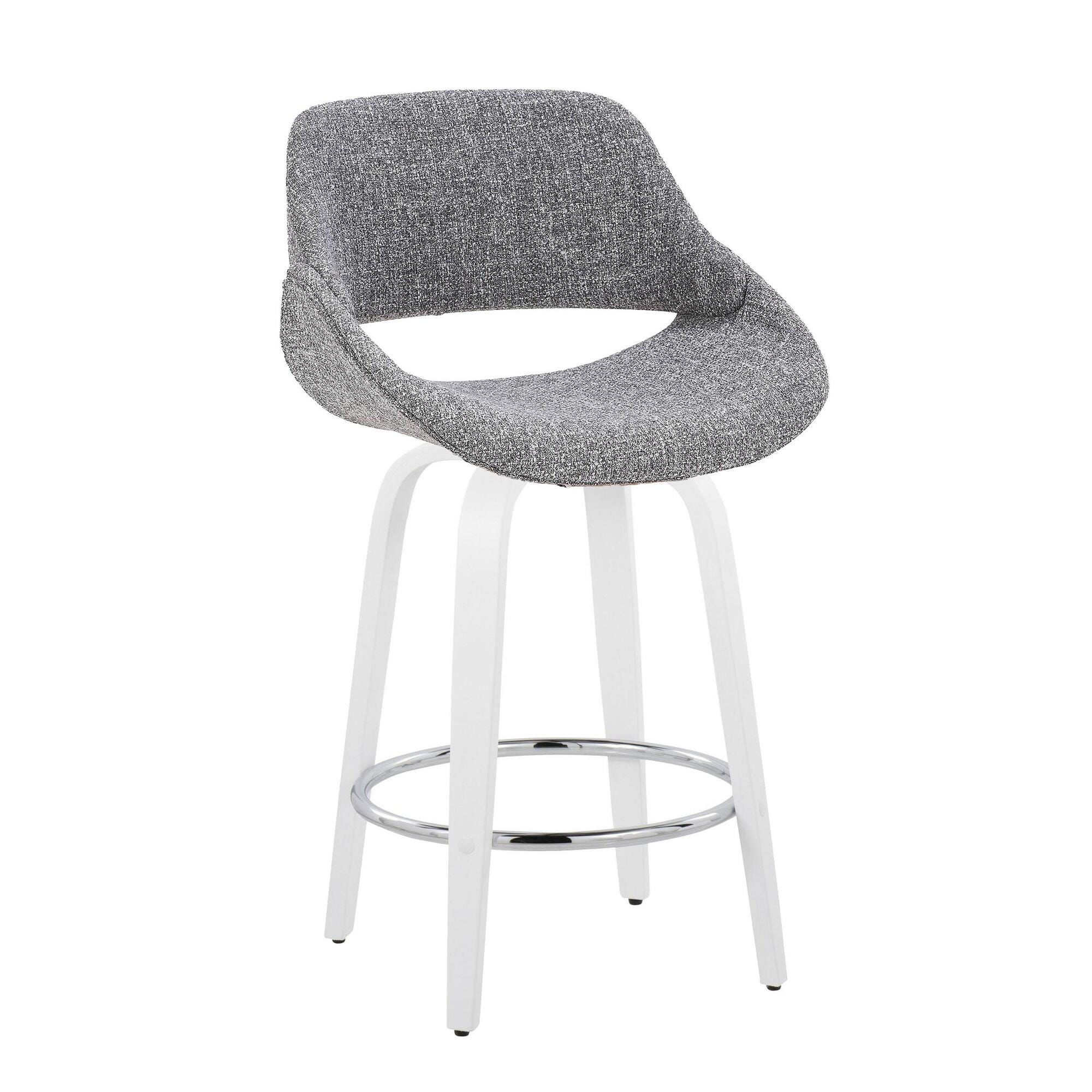 LumiSource Fabrico Counter Height Bar Stool (Set of 2), Light Gray/White, large