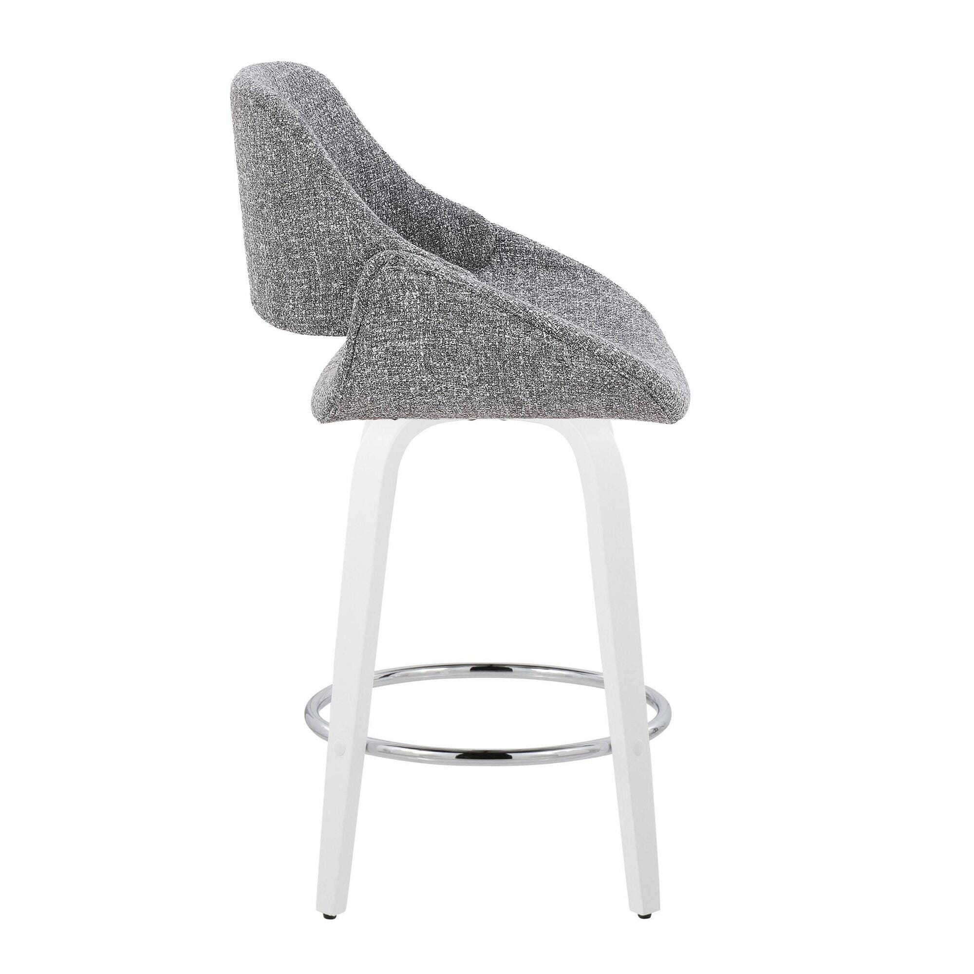 LumiSource Fabrico Counter Height Bar Stool (Set of 2), Light Gray/White, large