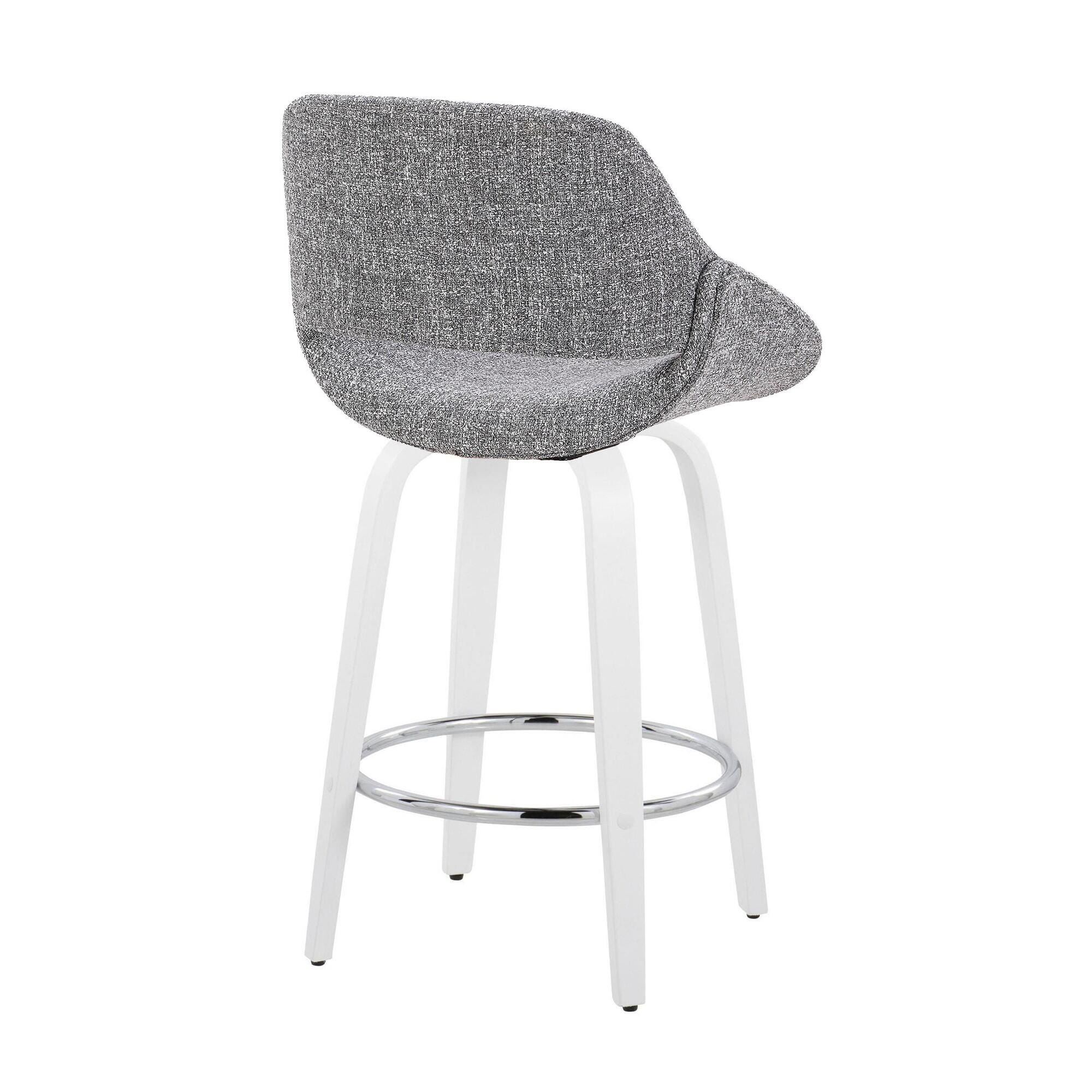 LumiSource Fabrico Counter Height Bar Stool (Set of 2), Light Gray/White, large