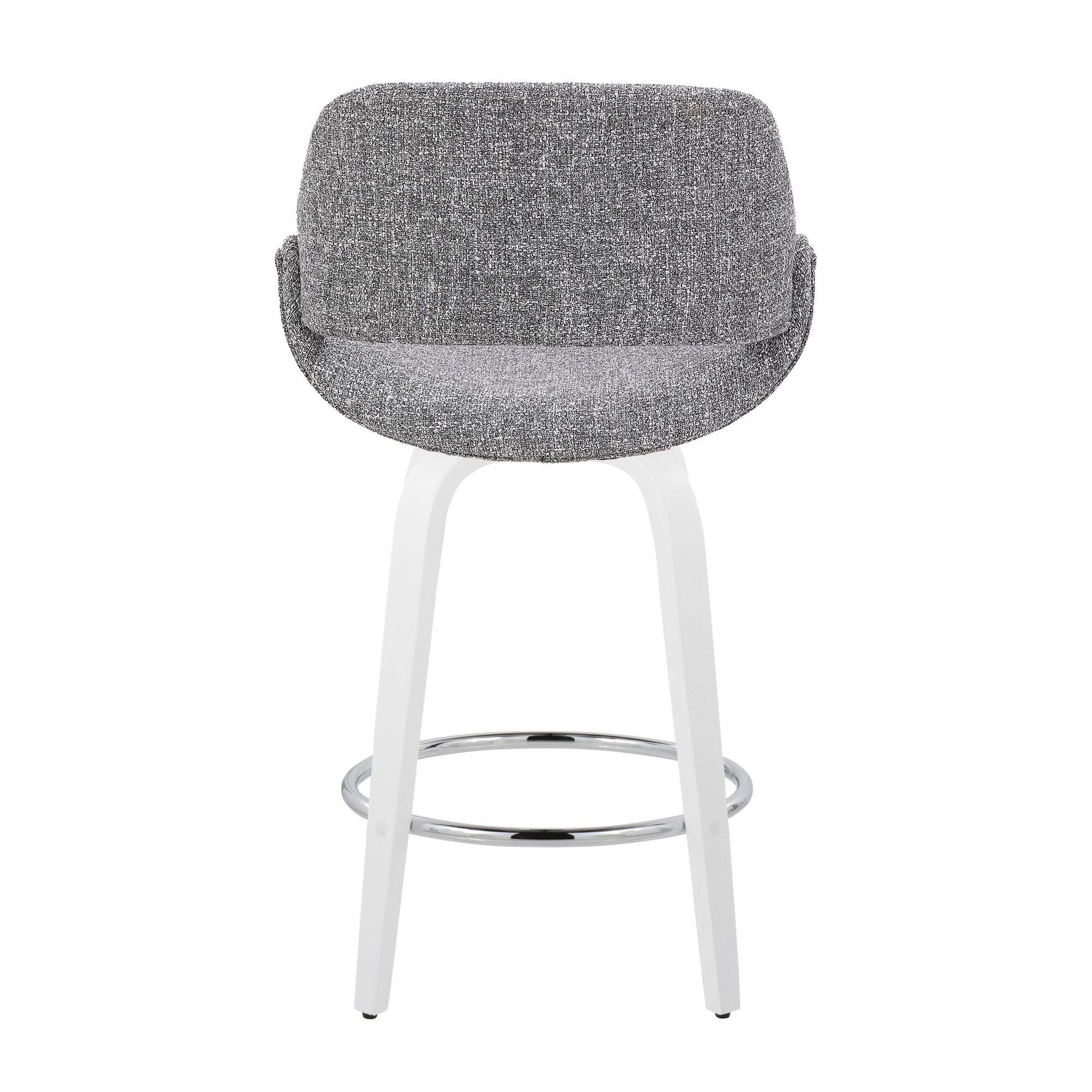 LumiSource Fabrico Counter Height Bar Stool (Set of 2), Light Gray/White, large