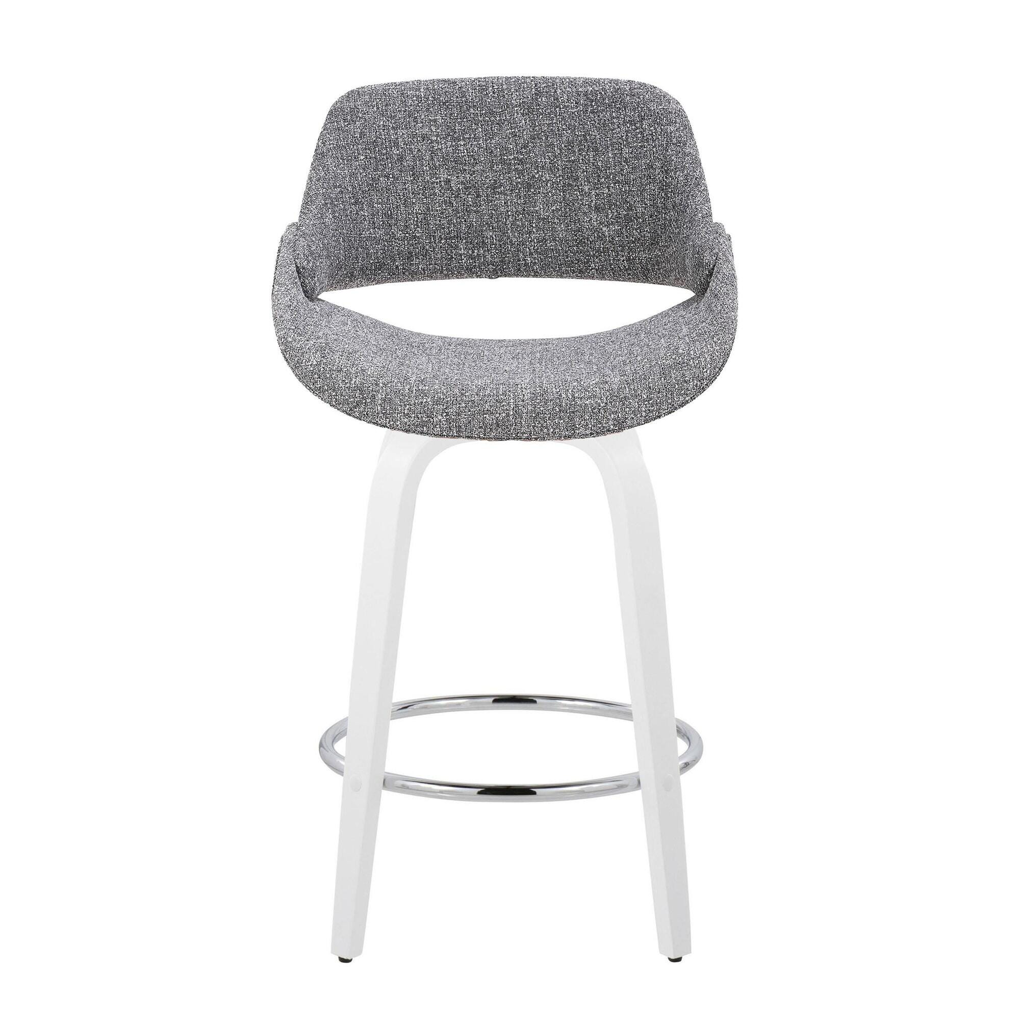LumiSource Fabrico Counter Height Bar Stool (Set of 2), Light Gray/White, large