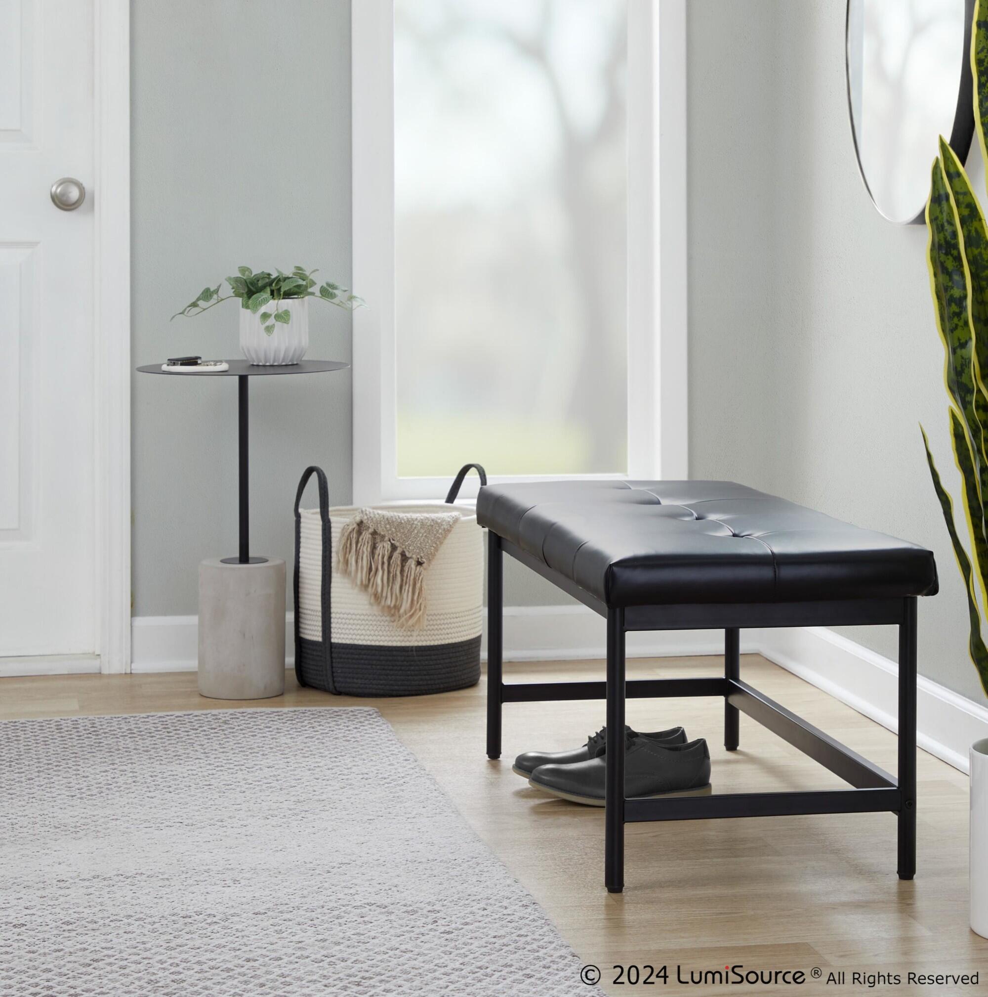 LumiSource Fuji 18" Dining Bench, Black, large