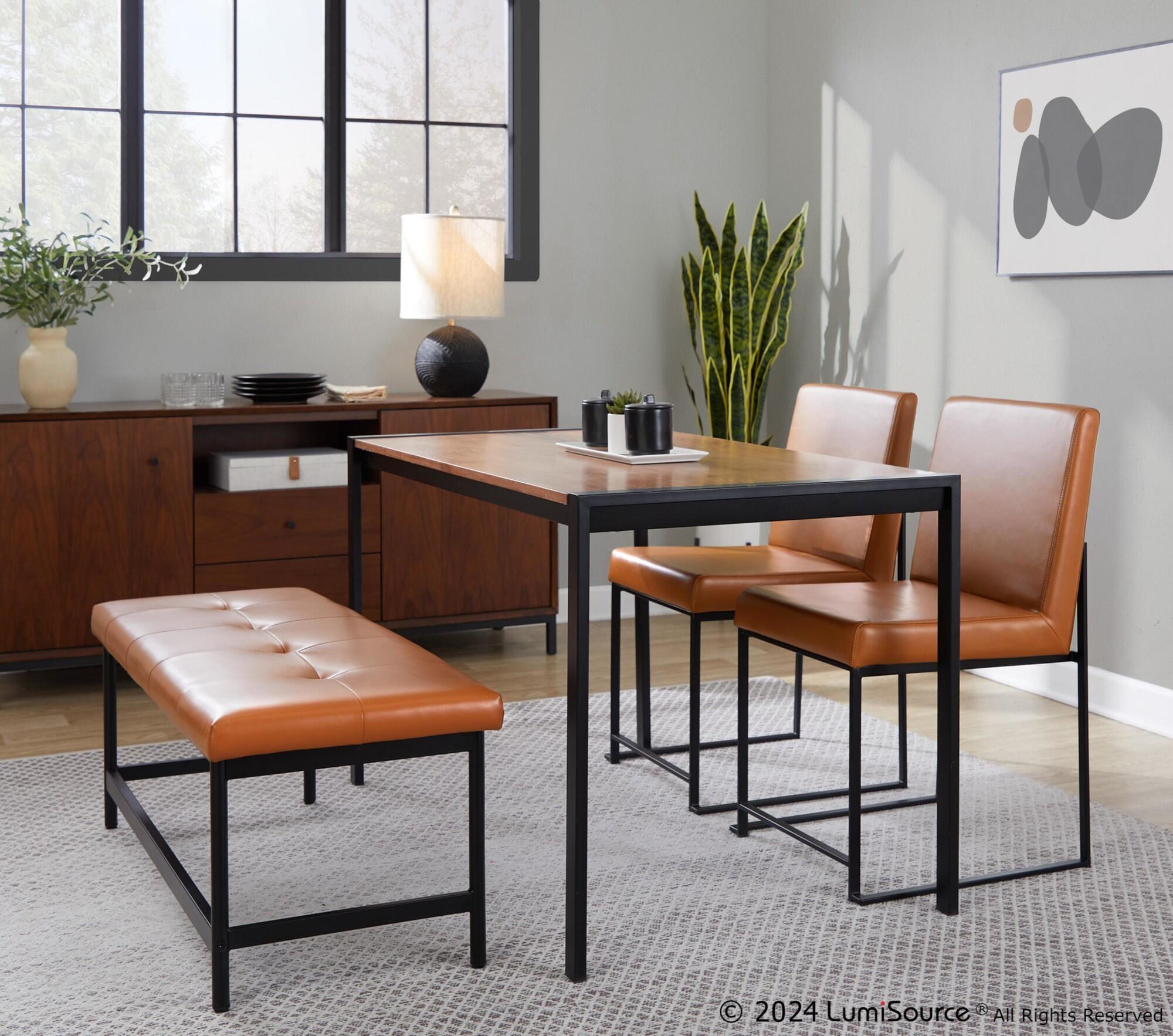 LumiSource Fuji 18" Dining Bench, Camel/Black, rollover