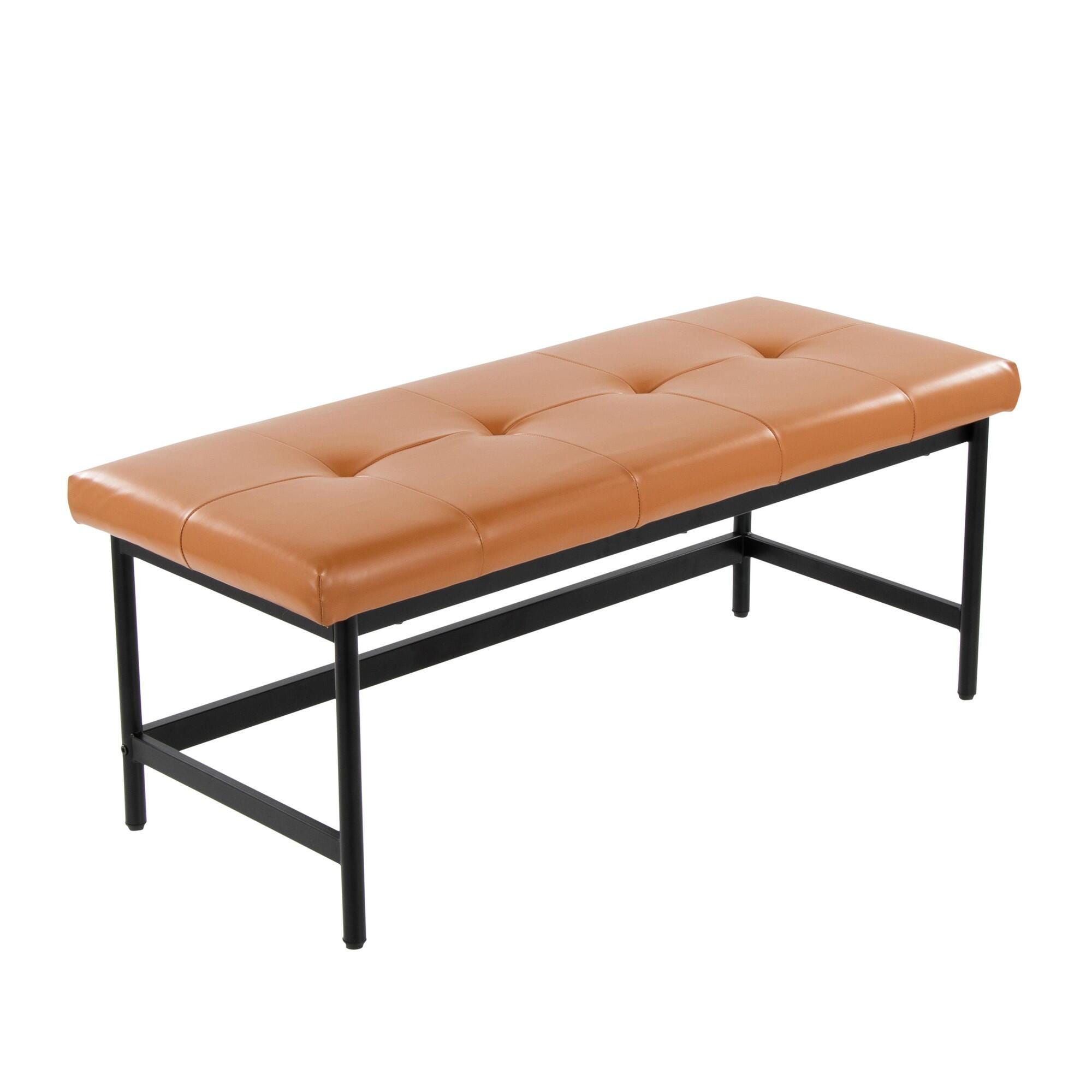 LumiSource Fuji 18" Dining Bench, Camel/Black, large